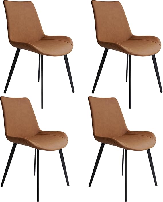 Dining Chairs Set of 2 - Modern Upholstered Faux Leather