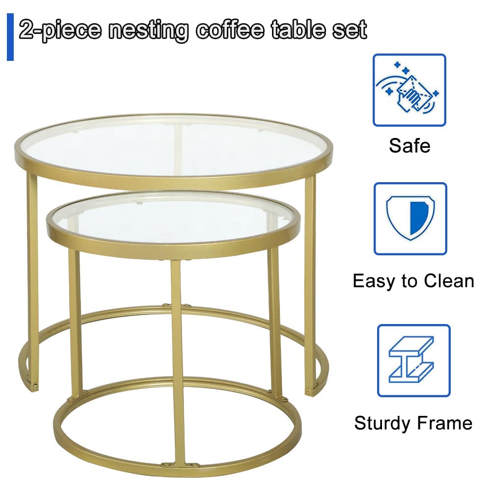 Gold Nesting Coffee Table Set of 2