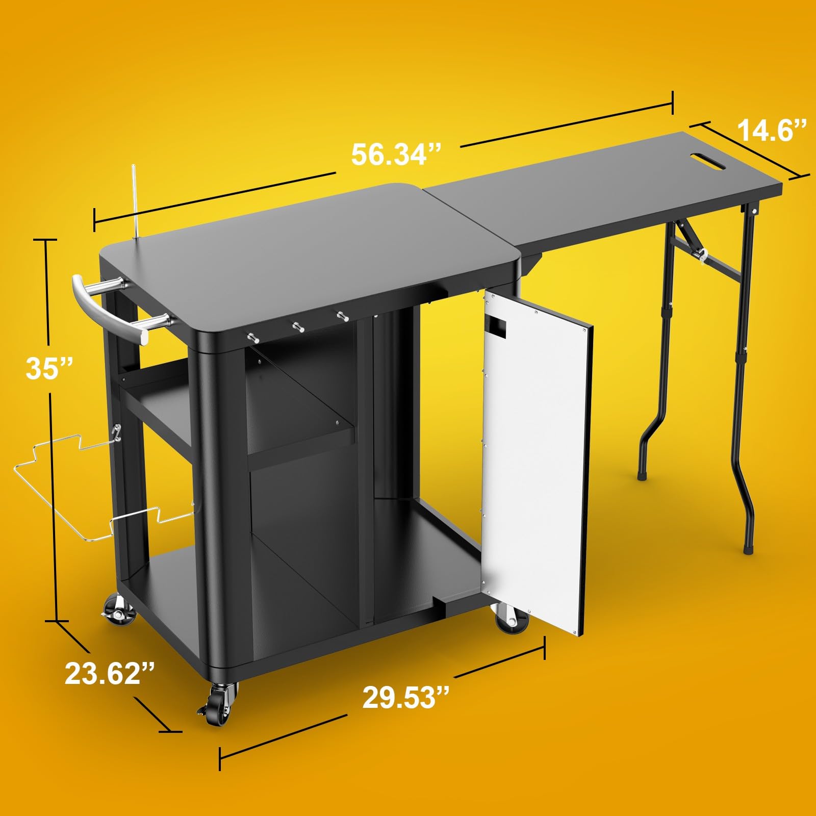 Outdoor Grill Table Cart with Storage