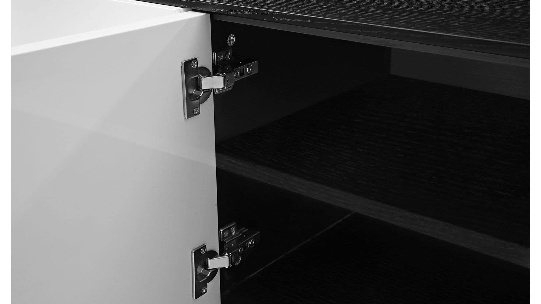 86.6" Modern TV Stand with Black Oak and White Lacquer Finish