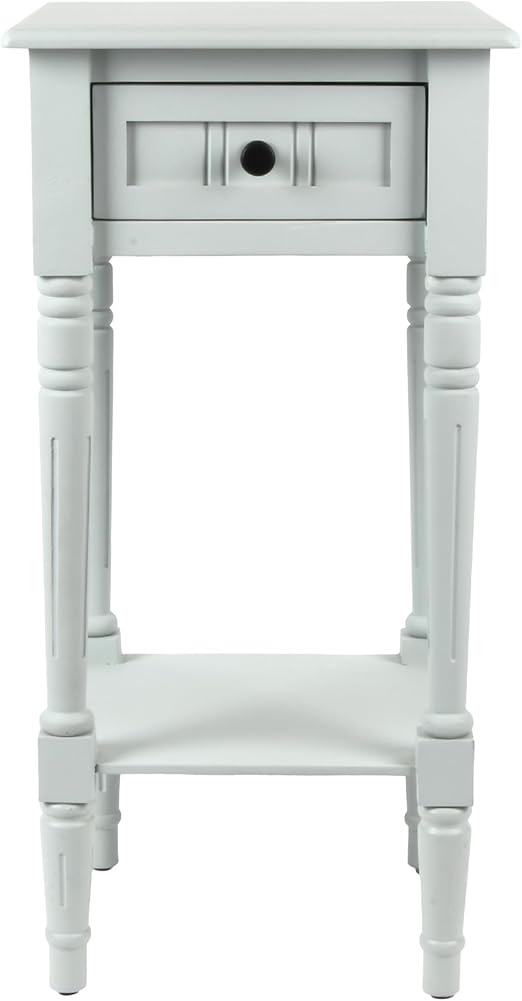 White Traditional Accent Table with Drawer