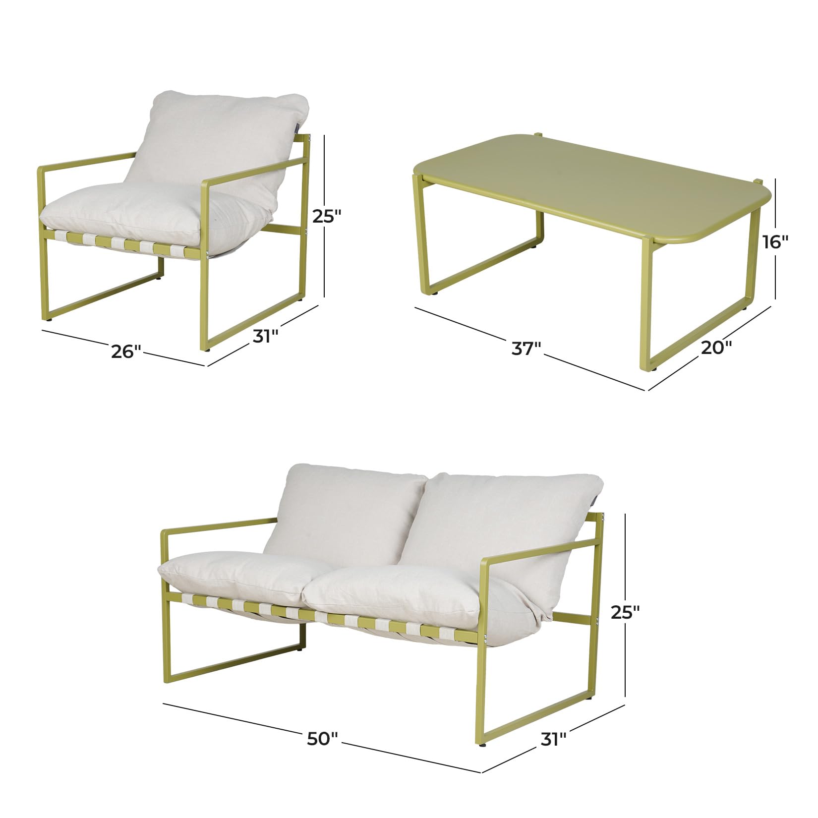 4-Piece Outdoor Furniture Set with Cushions