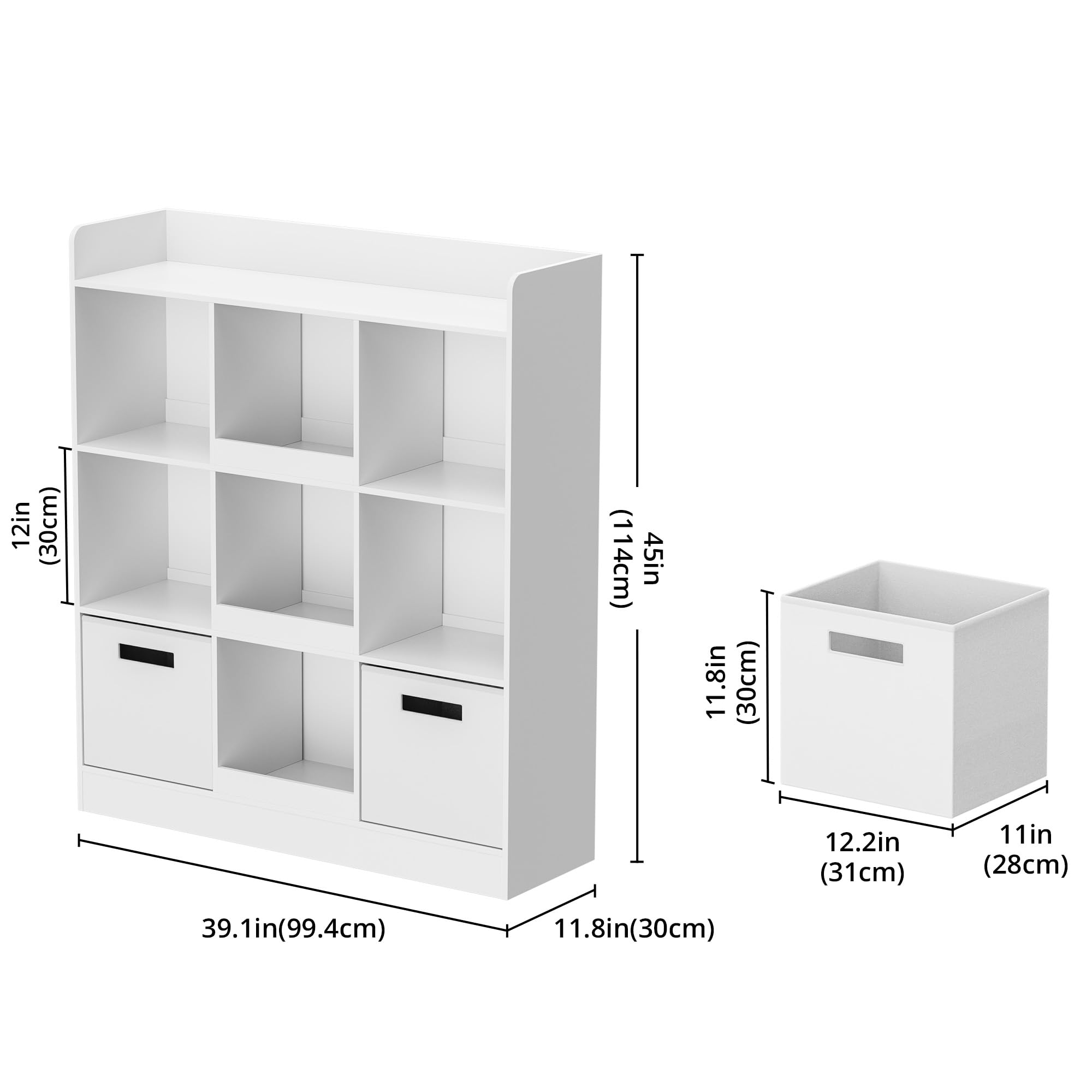 7-Shelf Bookcase with Fabric Drawers