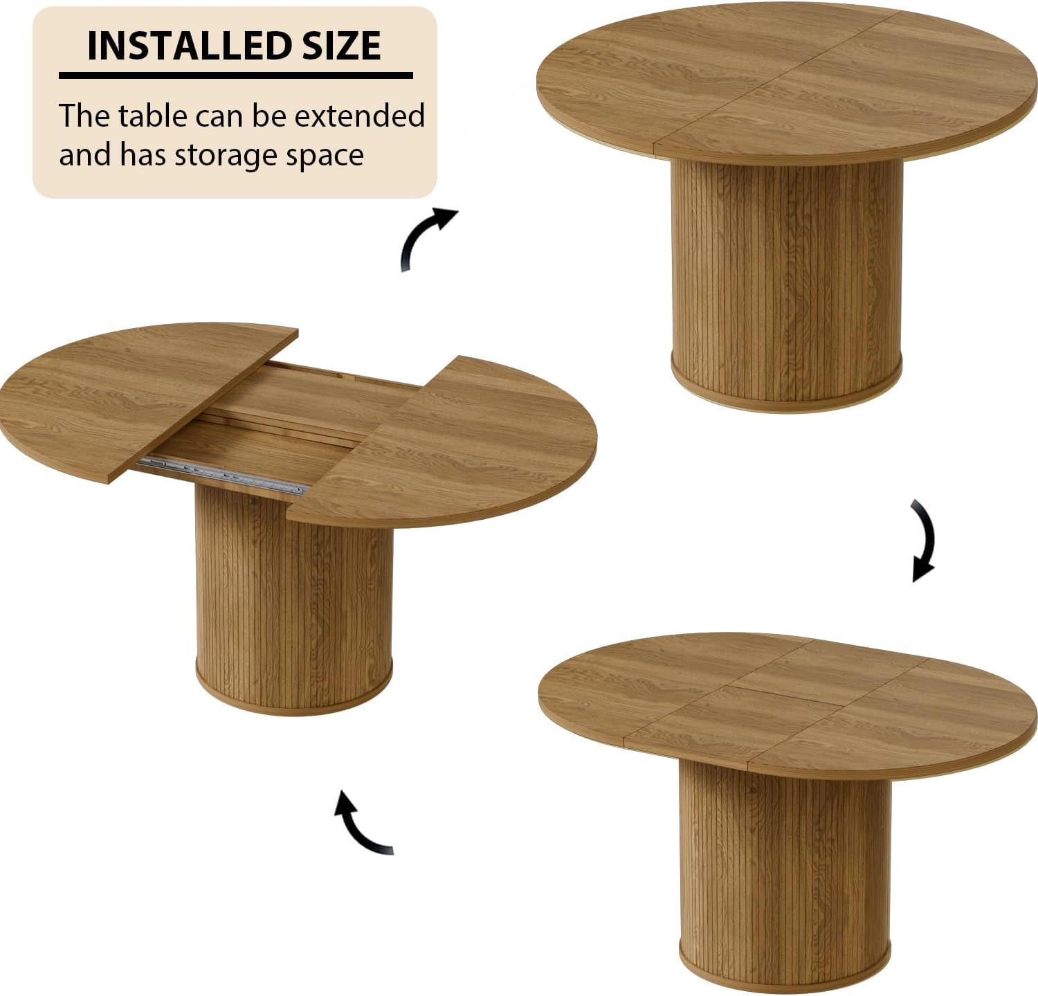 Expandable Executive Conference Table Natural Wood Grain