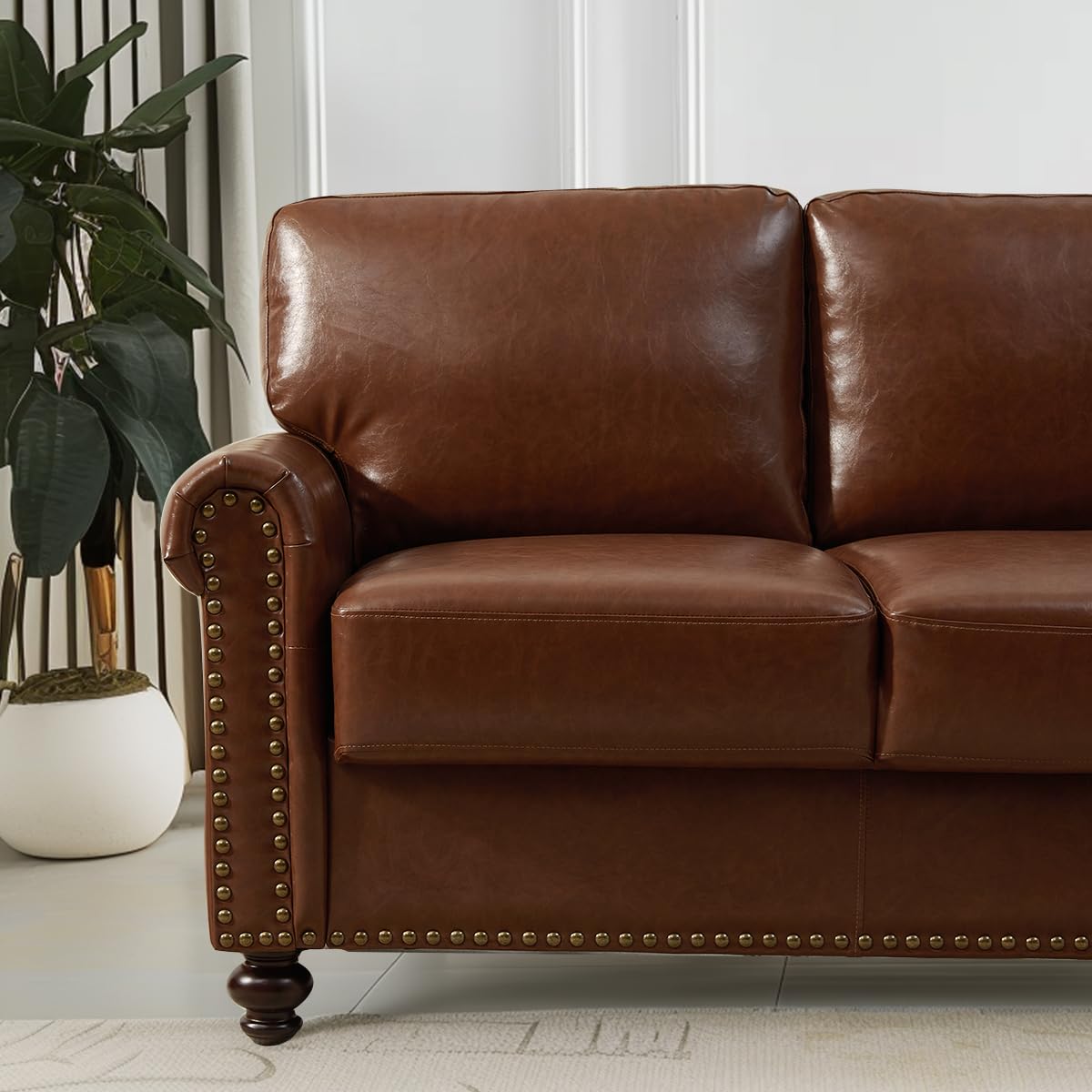 80" Faux Leather Sofa with Storage