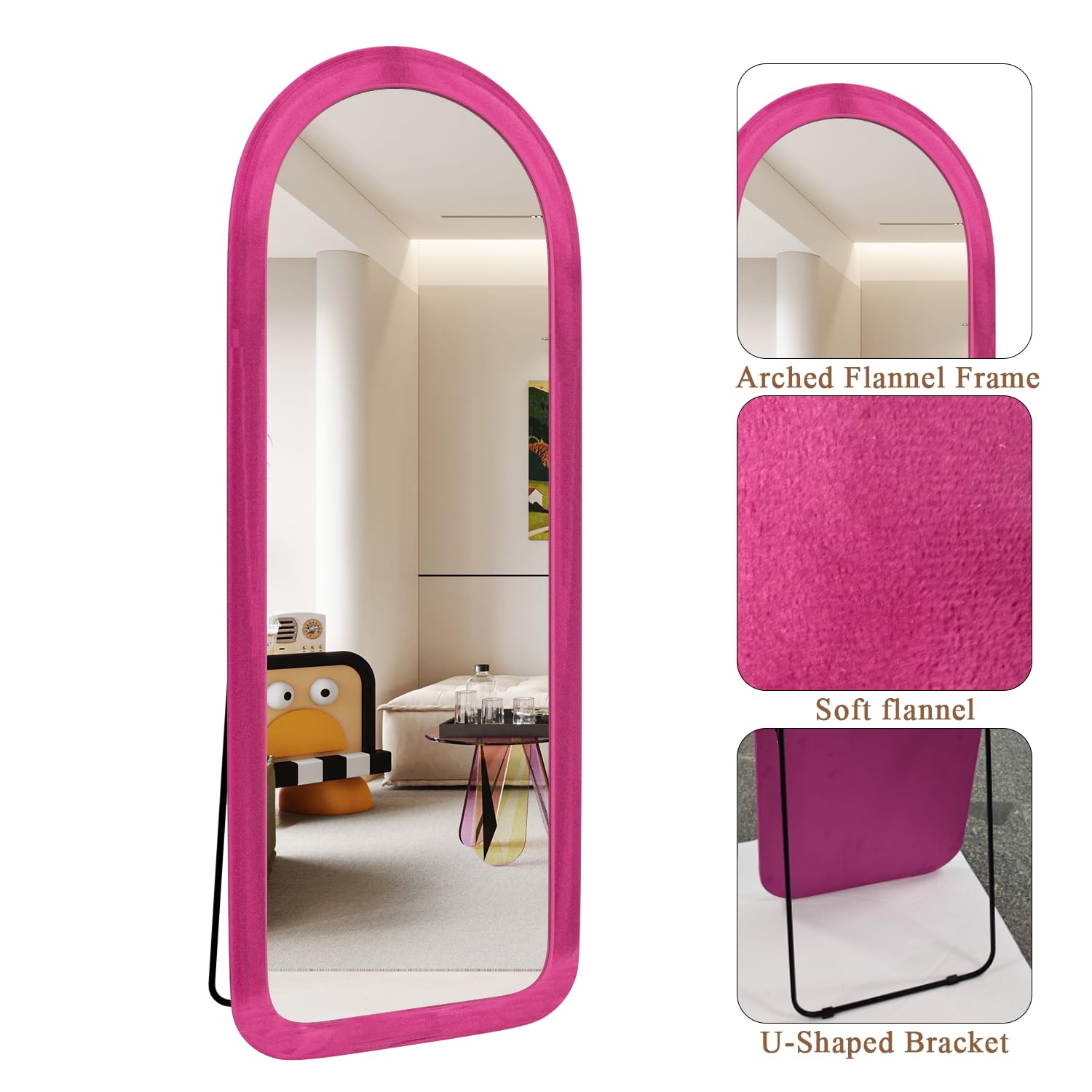 Arched Full Length Floor Mirror with Stand