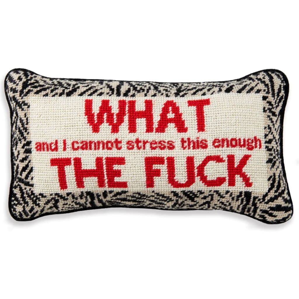 Needlepoint Throw Pillow WTF 8x14