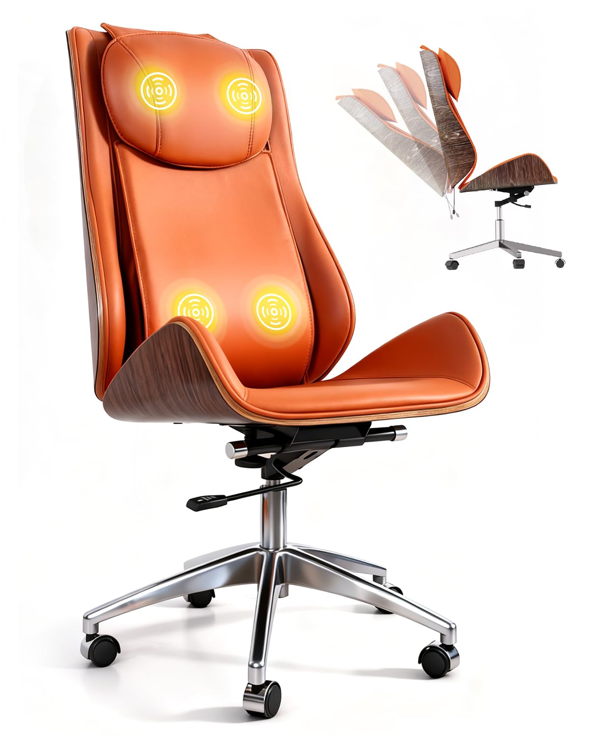 Ergonomic Massage Office Chair with Adjustable Backrest