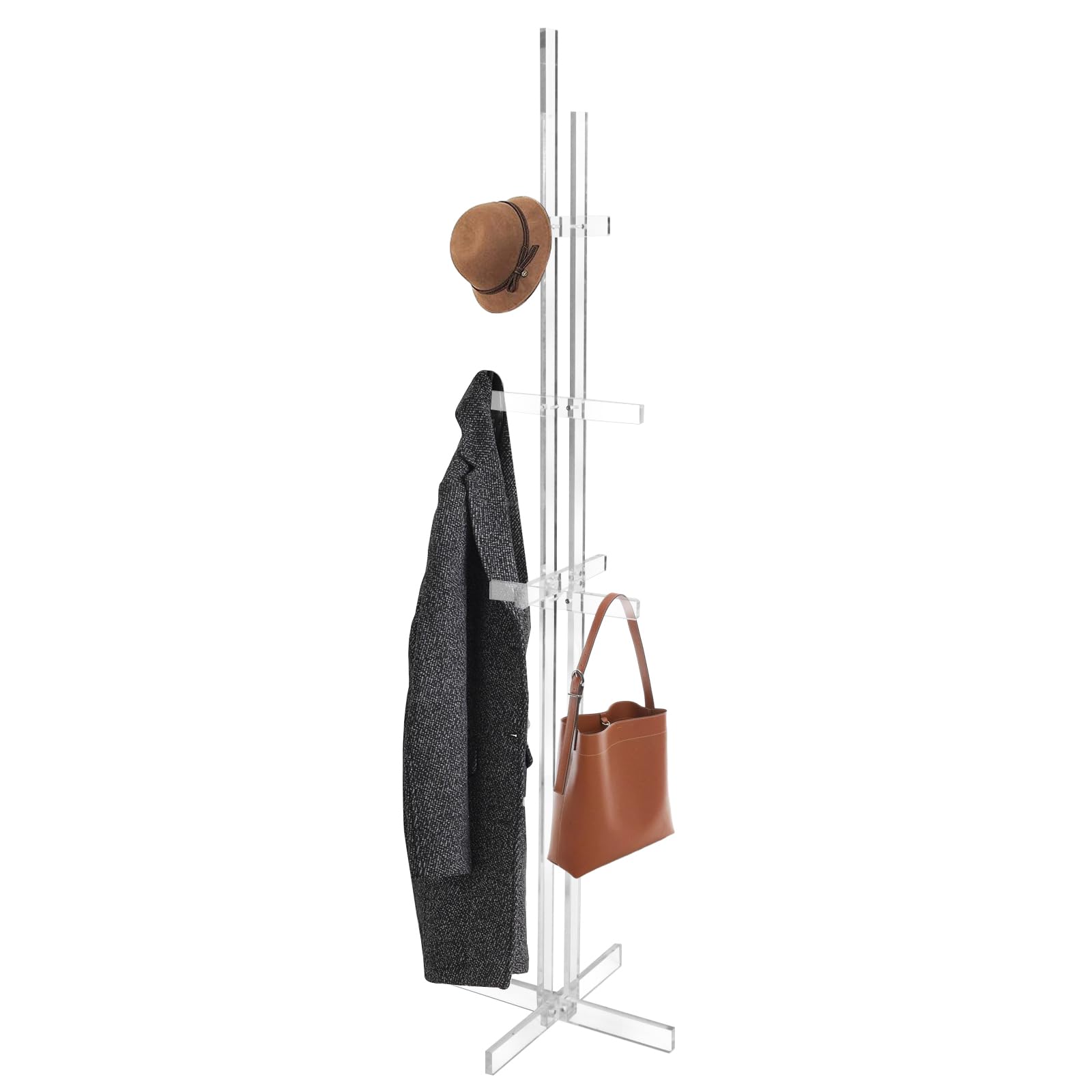 Acrylic Coat Rack with 10 Hooks Freestanding Hall Tree