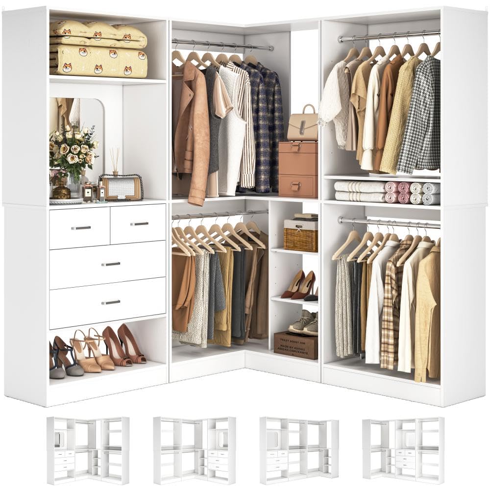 86" Corner Closet System with Mirror