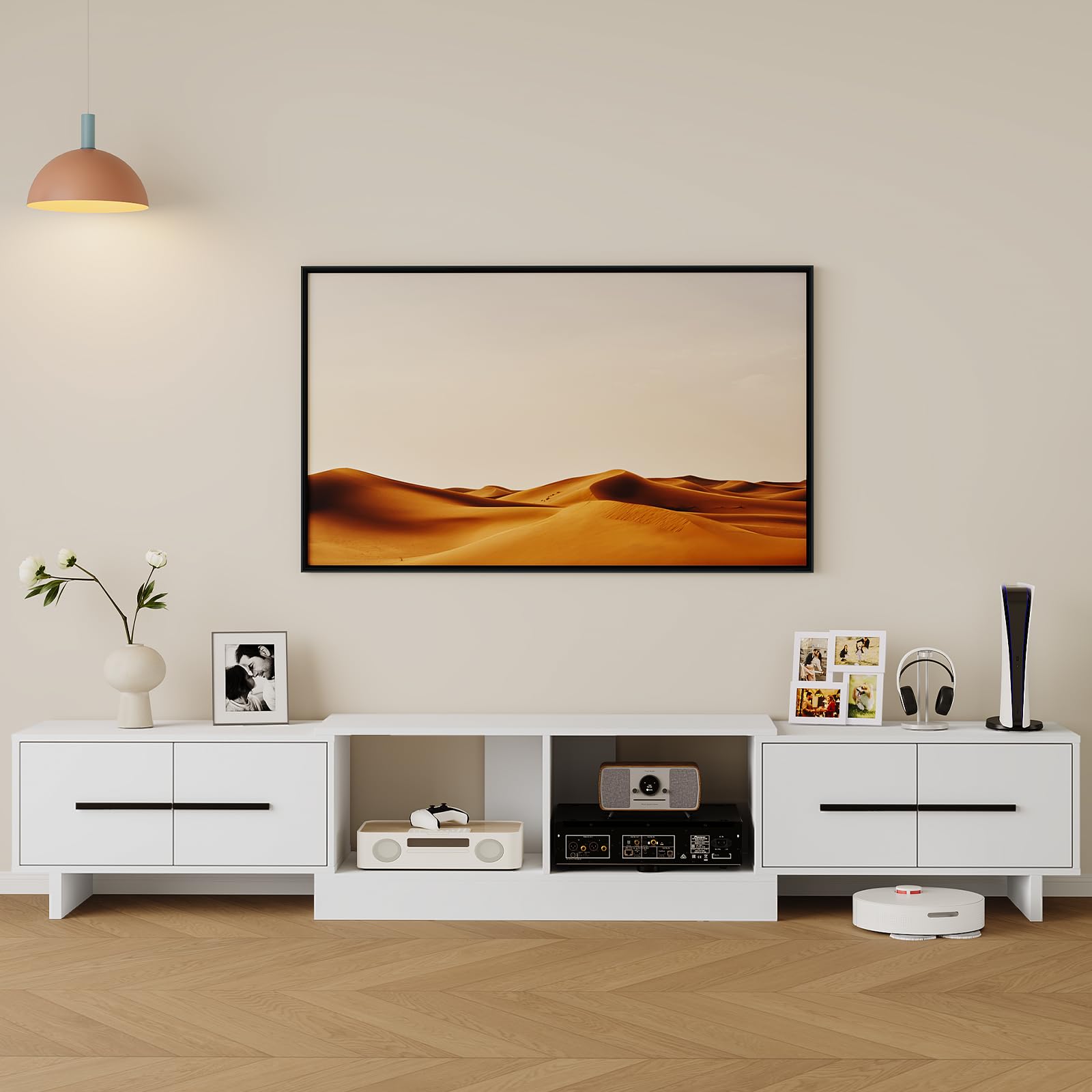 Extendable TV Stand for 67-90 Inch TVs with Storage Cabinets