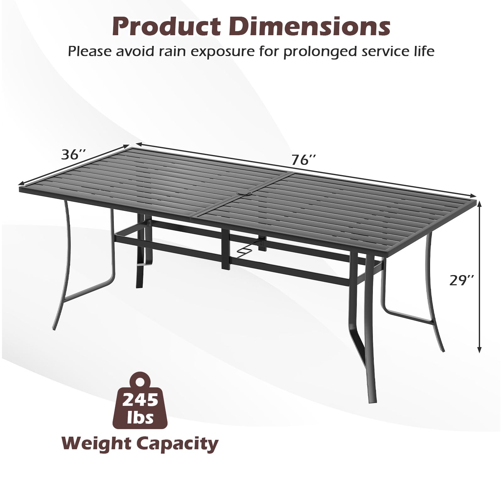 Metal Patio Dining Table for 8