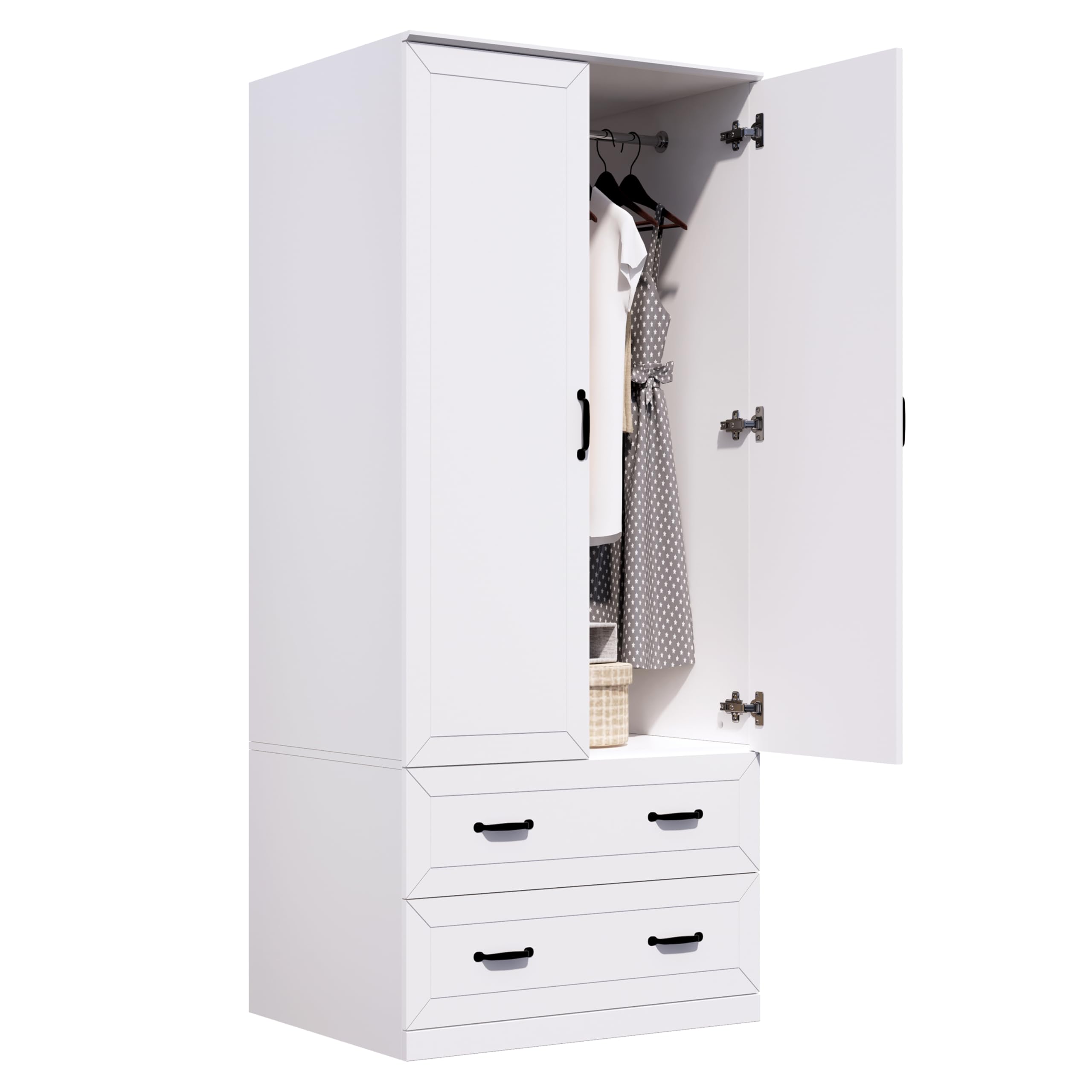 71" Wood Armoire with 2 Doors and 2 Drawers