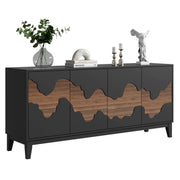Modern 4-Door Sideboard Buffet Cabinet with Water Stream Pattern
