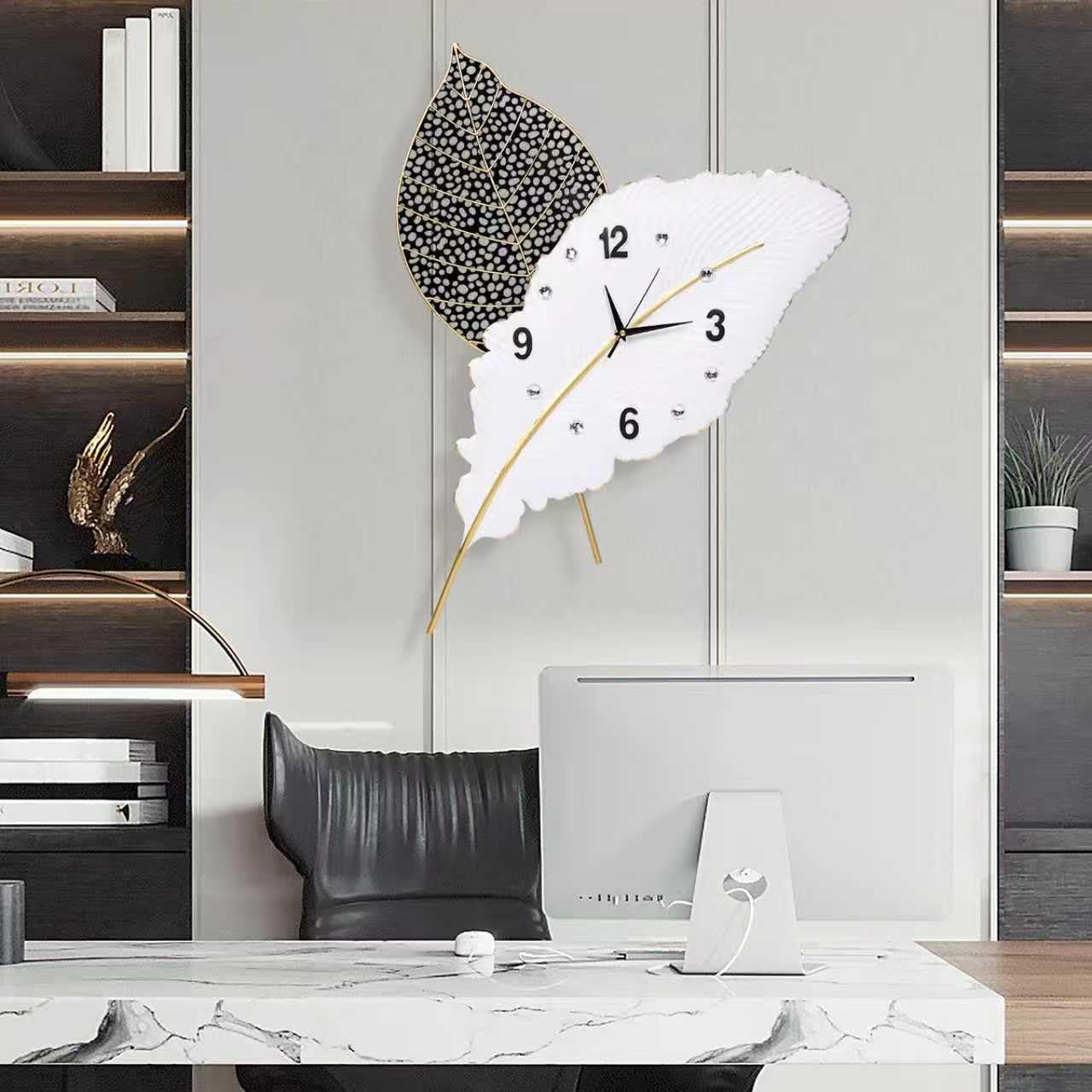 Large Modern Feather Wall Clock