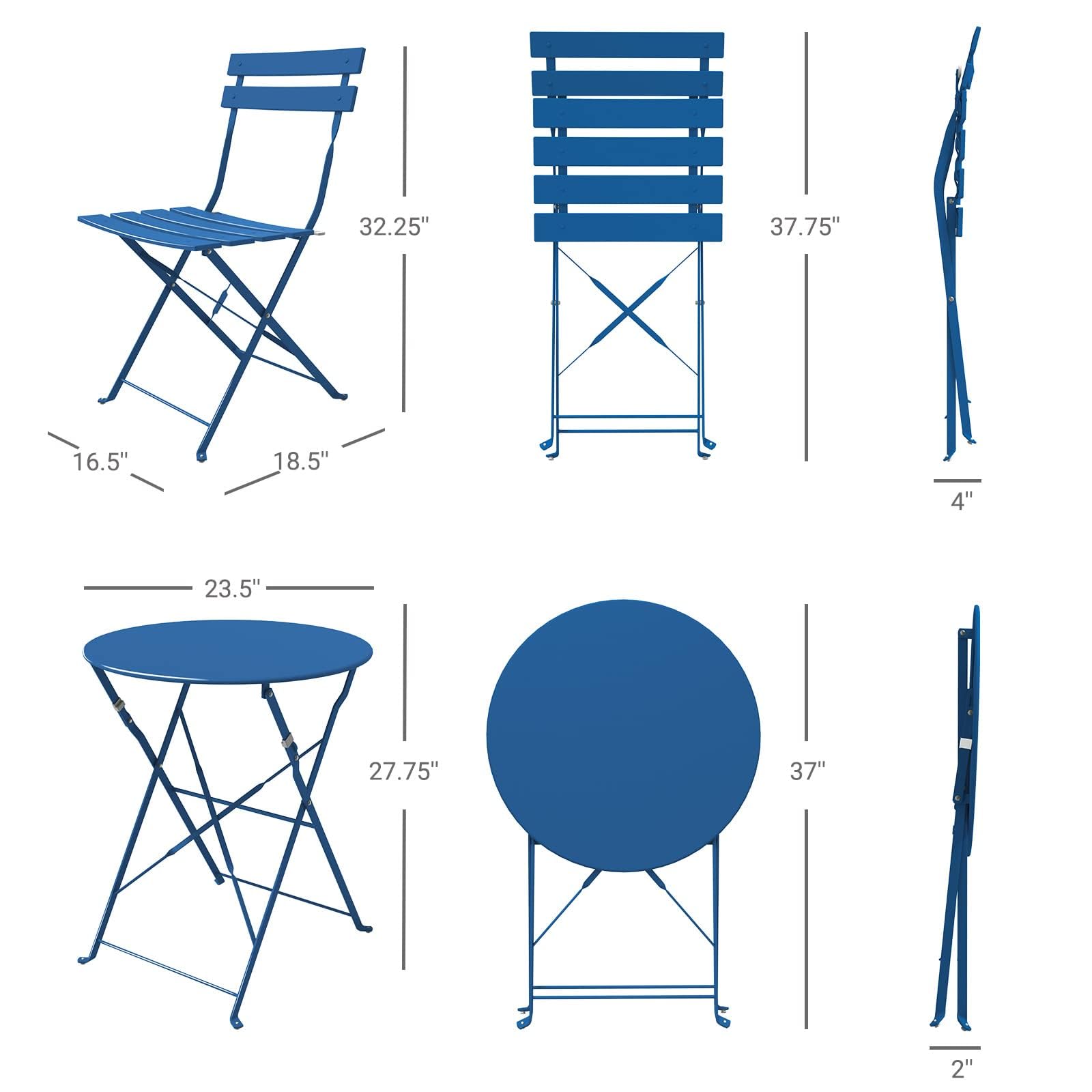 3-Piece Folding Patio Bistro Set