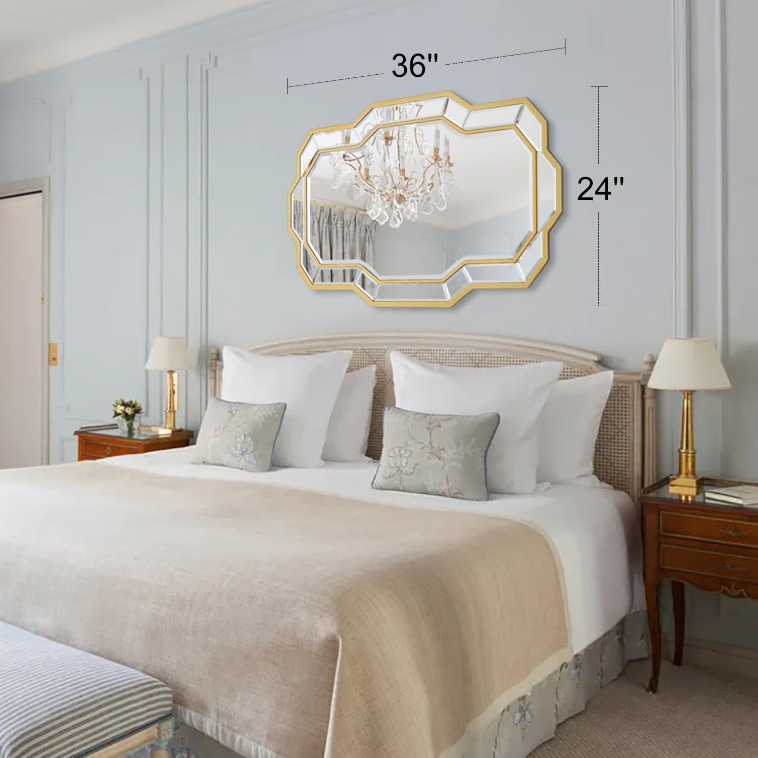 36x24 Gold Beveled Wall Mirror