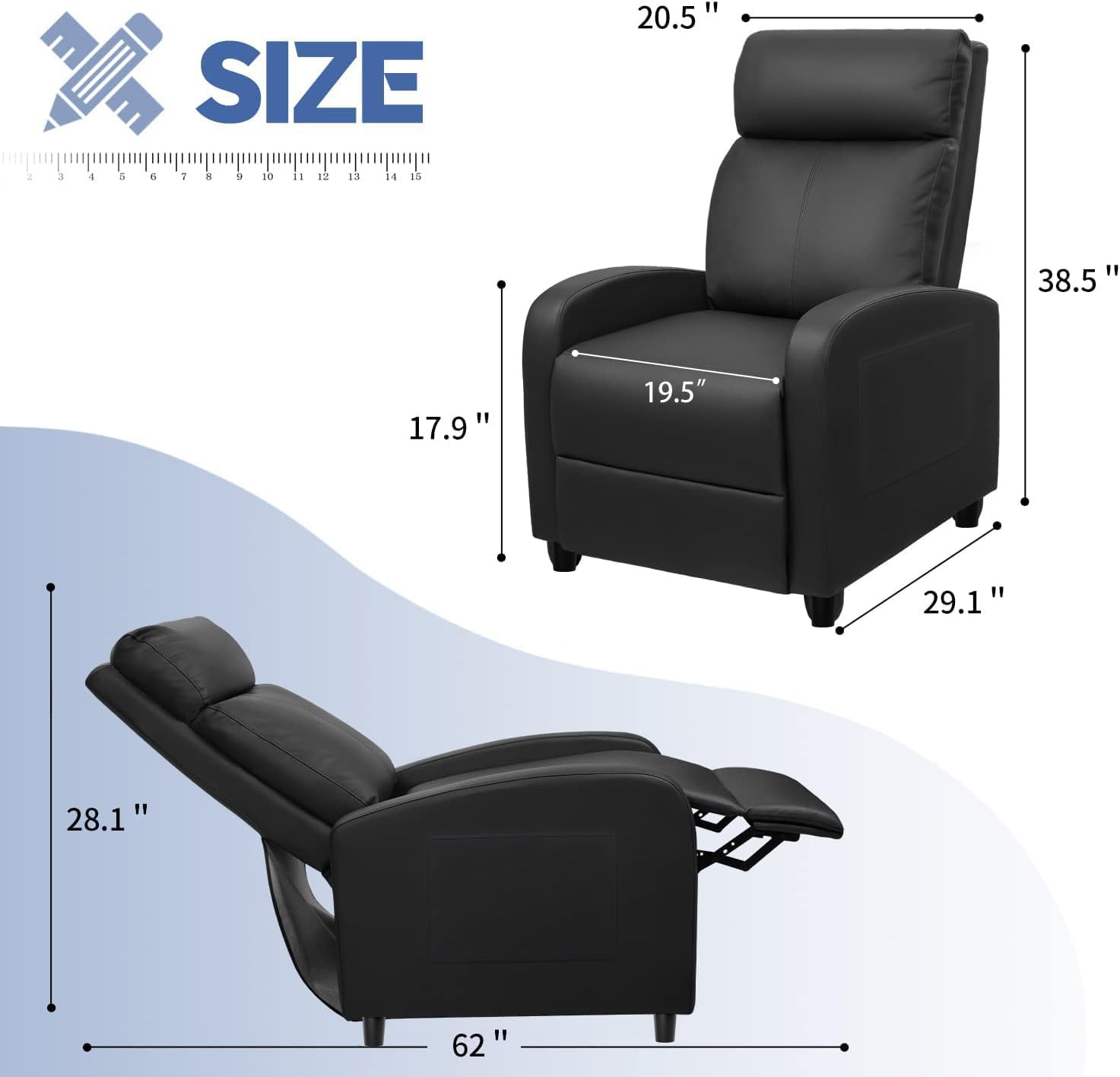 Massage Recliner Chair with Adjustable Footrest