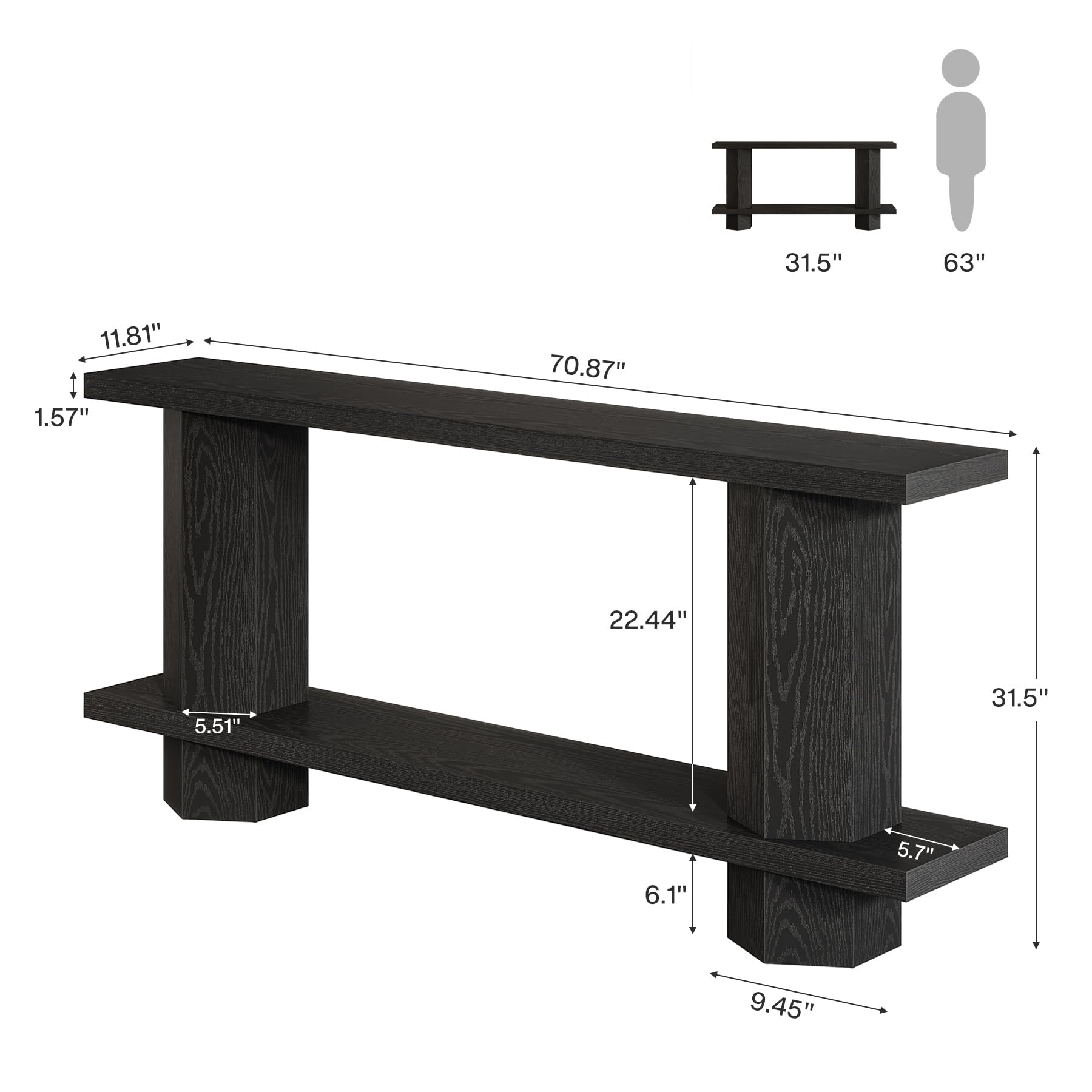 71-Inch Long Console Table for Entryway