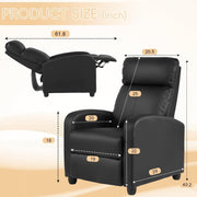 Massage Recliner Chair PU Leather Recliner Chair, Recliner Sofa for Adults, Home Theater Seating with Lumbar Support, Bedroom Living Room Chair with Padded Seat Backrest, Black