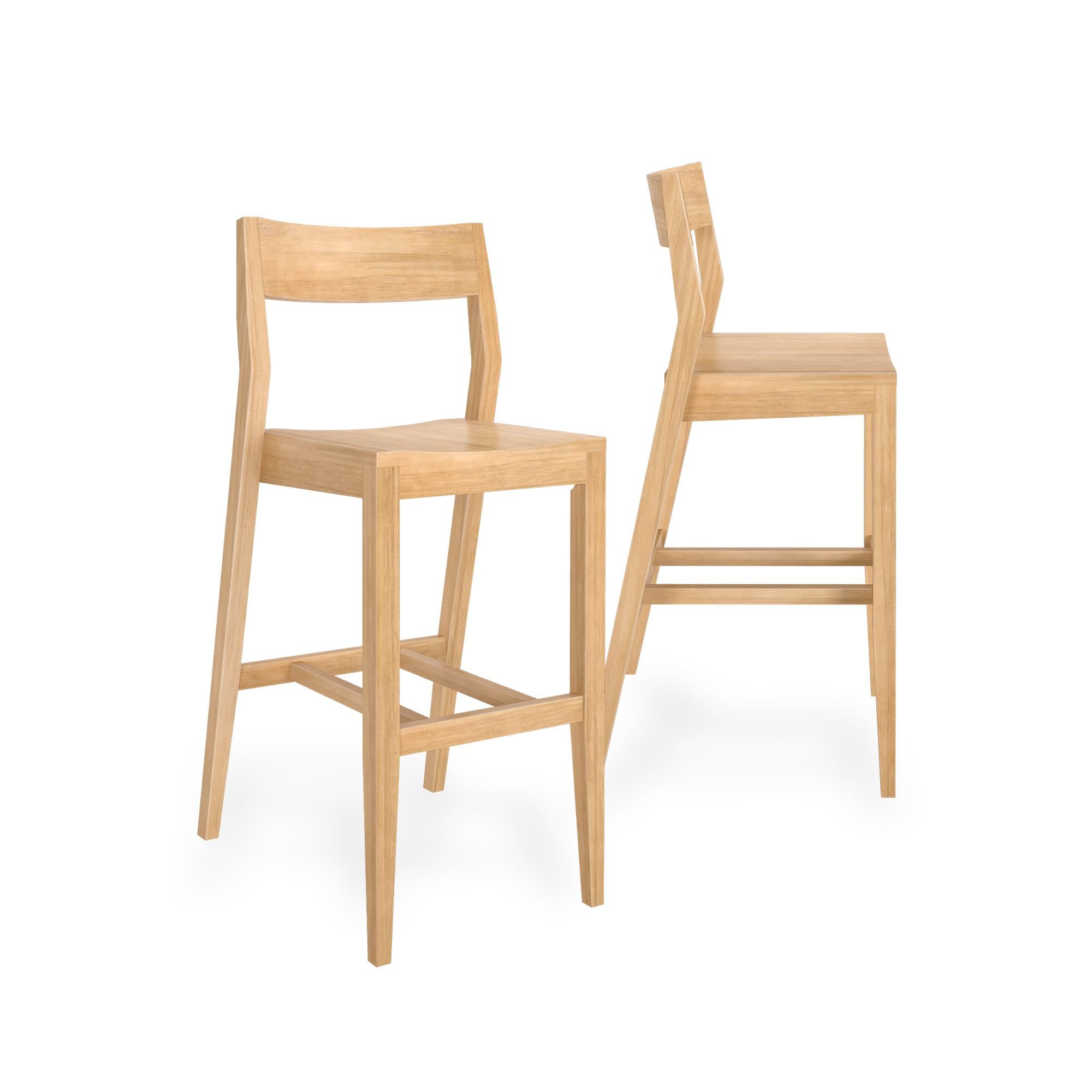 Modern Bar Height Chairs Set of 2 Solid Wood Blonde