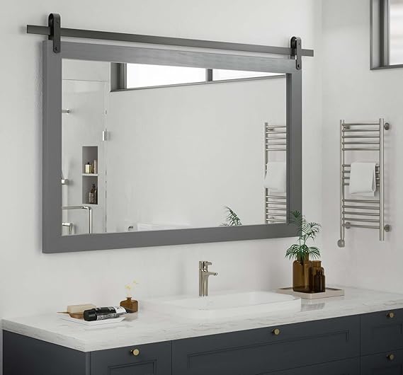 Black Farmhouse Wall Mirror 40x26 Inch