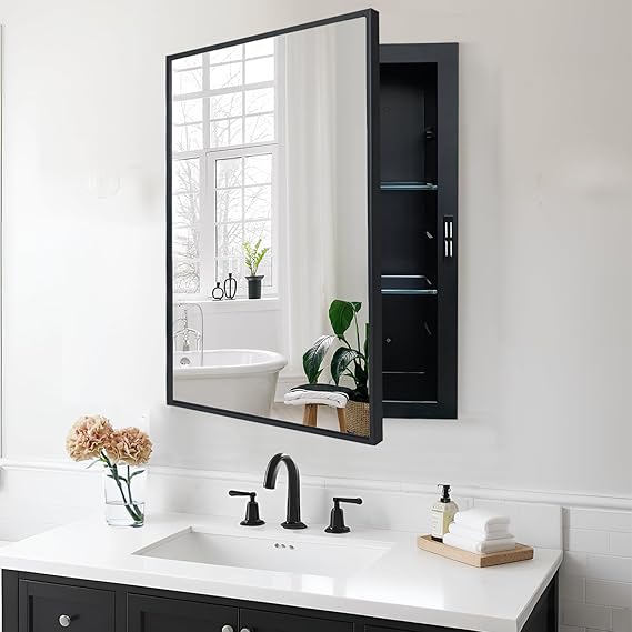 Recessed Medicine Cabinet with Mirror 16x24 Inch