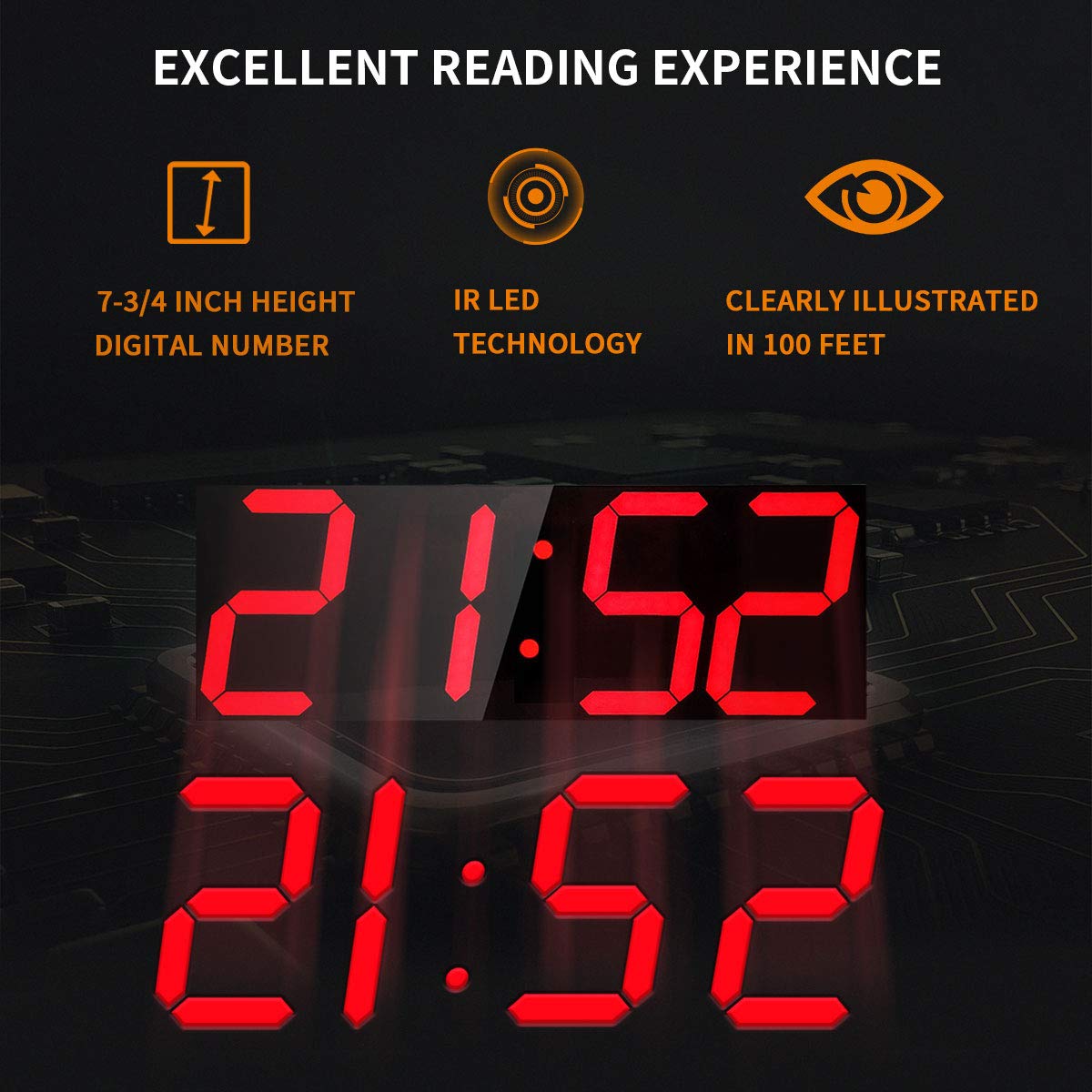 18 Inch Oversized Digital Wall Clock LED Display