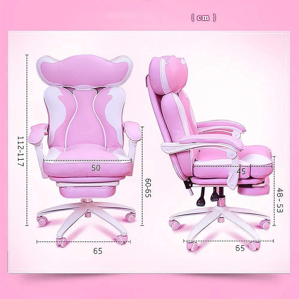 Computer Gaming Chair Pink Cute Home Lift Reclining Live Chair Ergonomic Gaming Chair (Color : Normal)