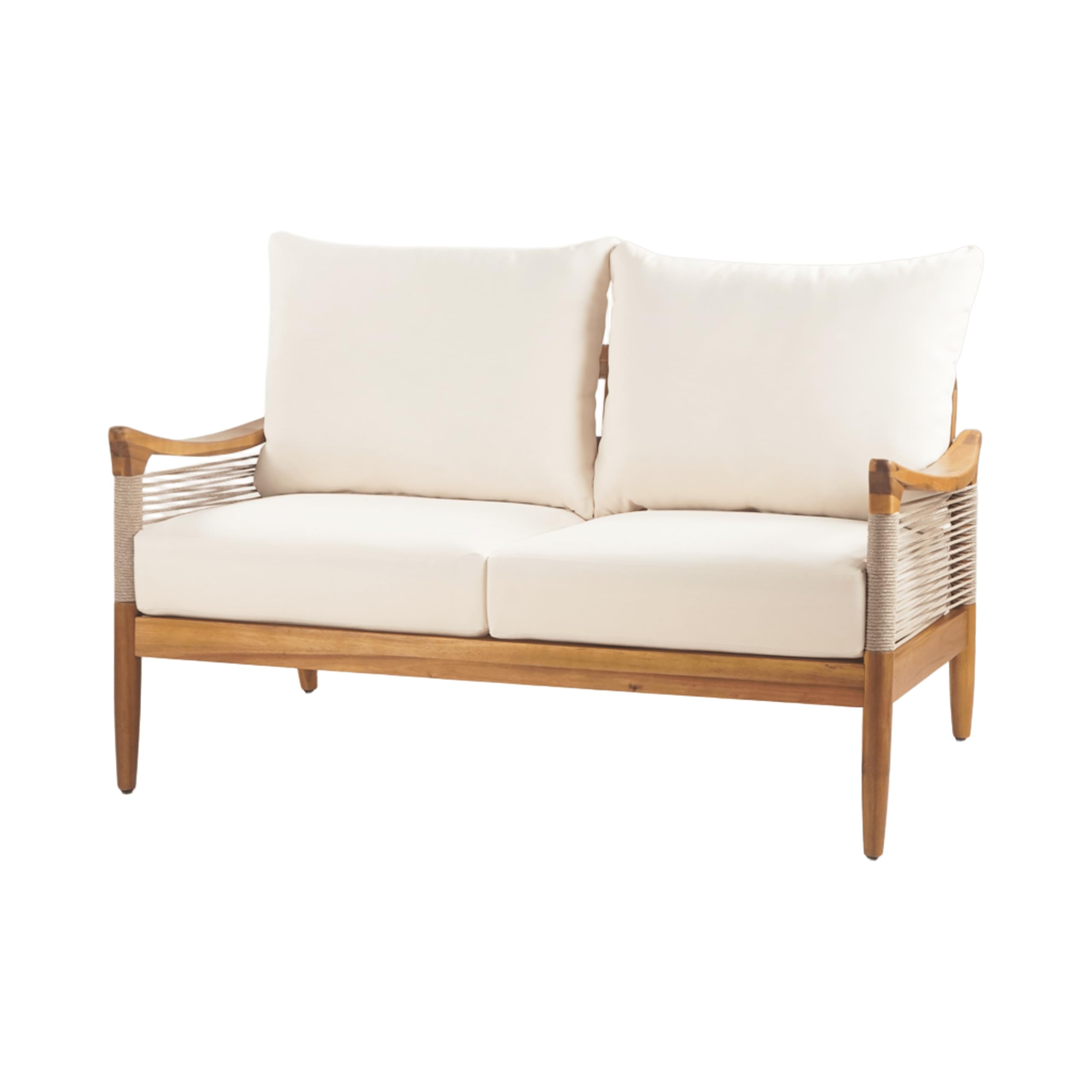 2 Piece Acacia Wood Patio Conversation Set with Loveseat