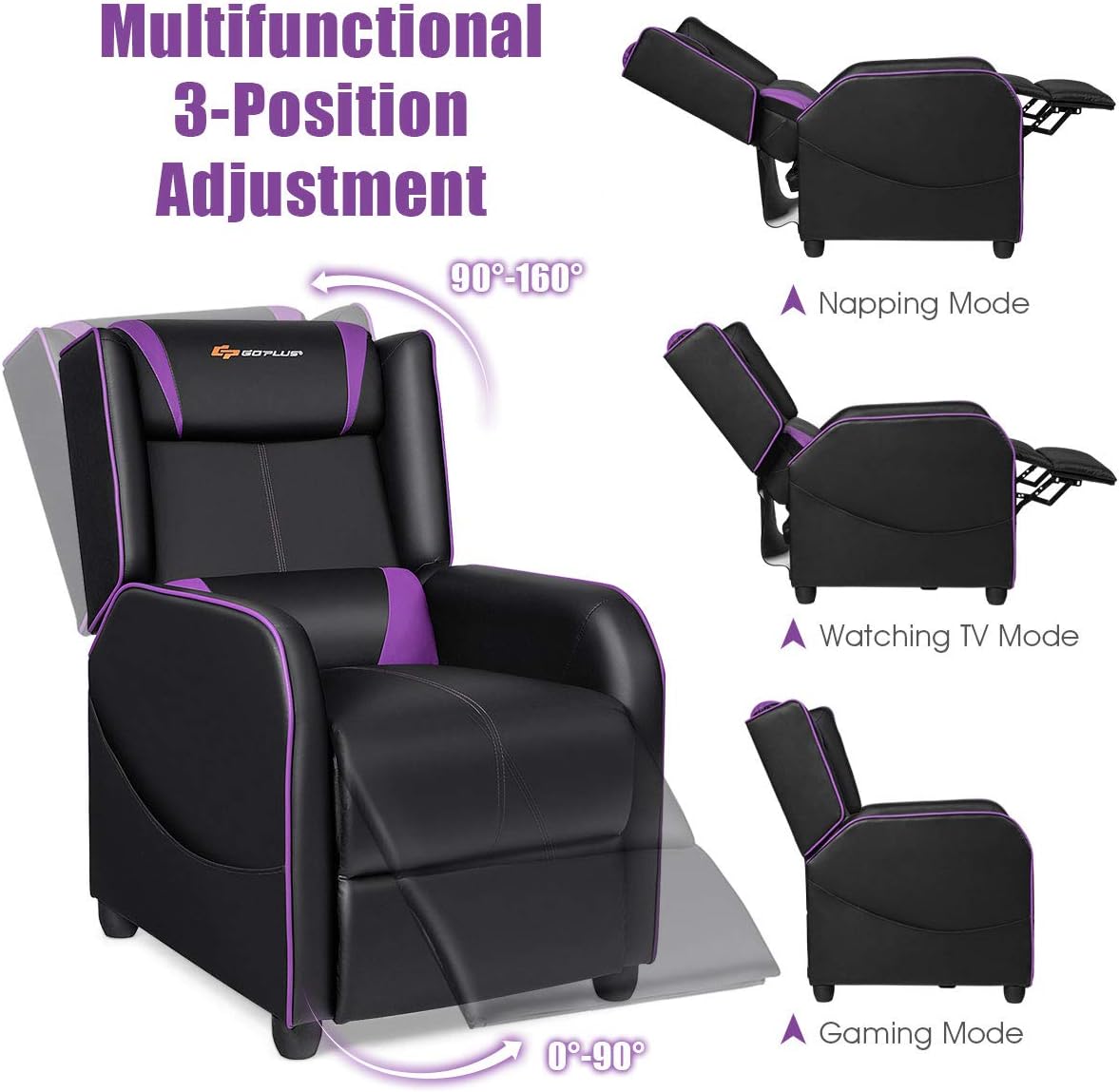 Gaming Recliner Chair with Massage and Footrest