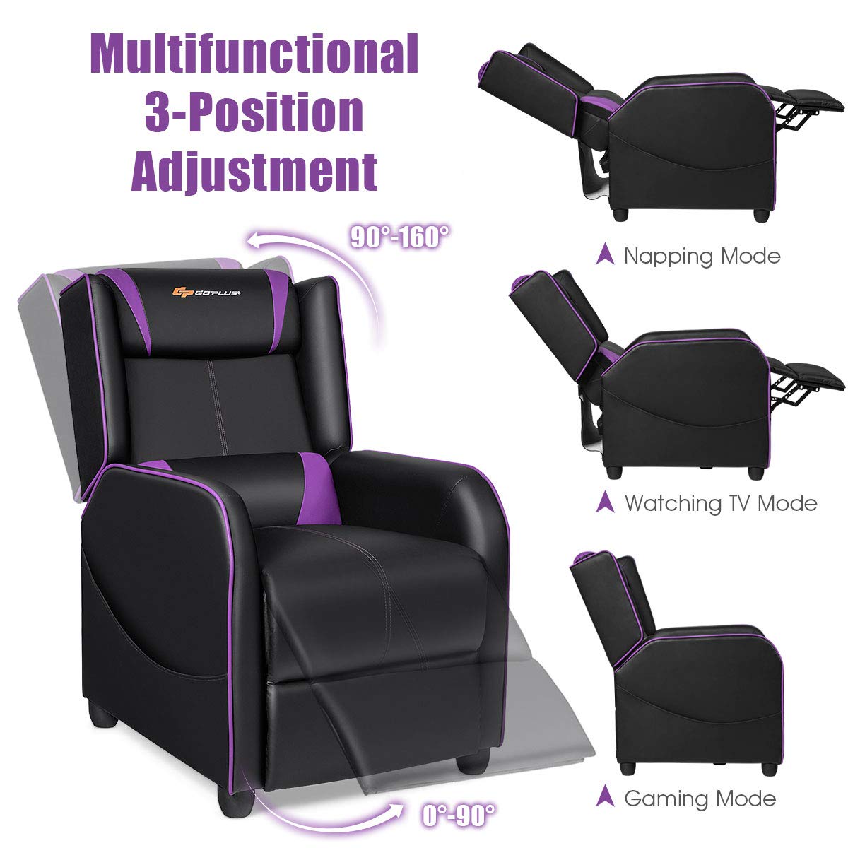 Gaming Recliner Chair with Massage and Footrest