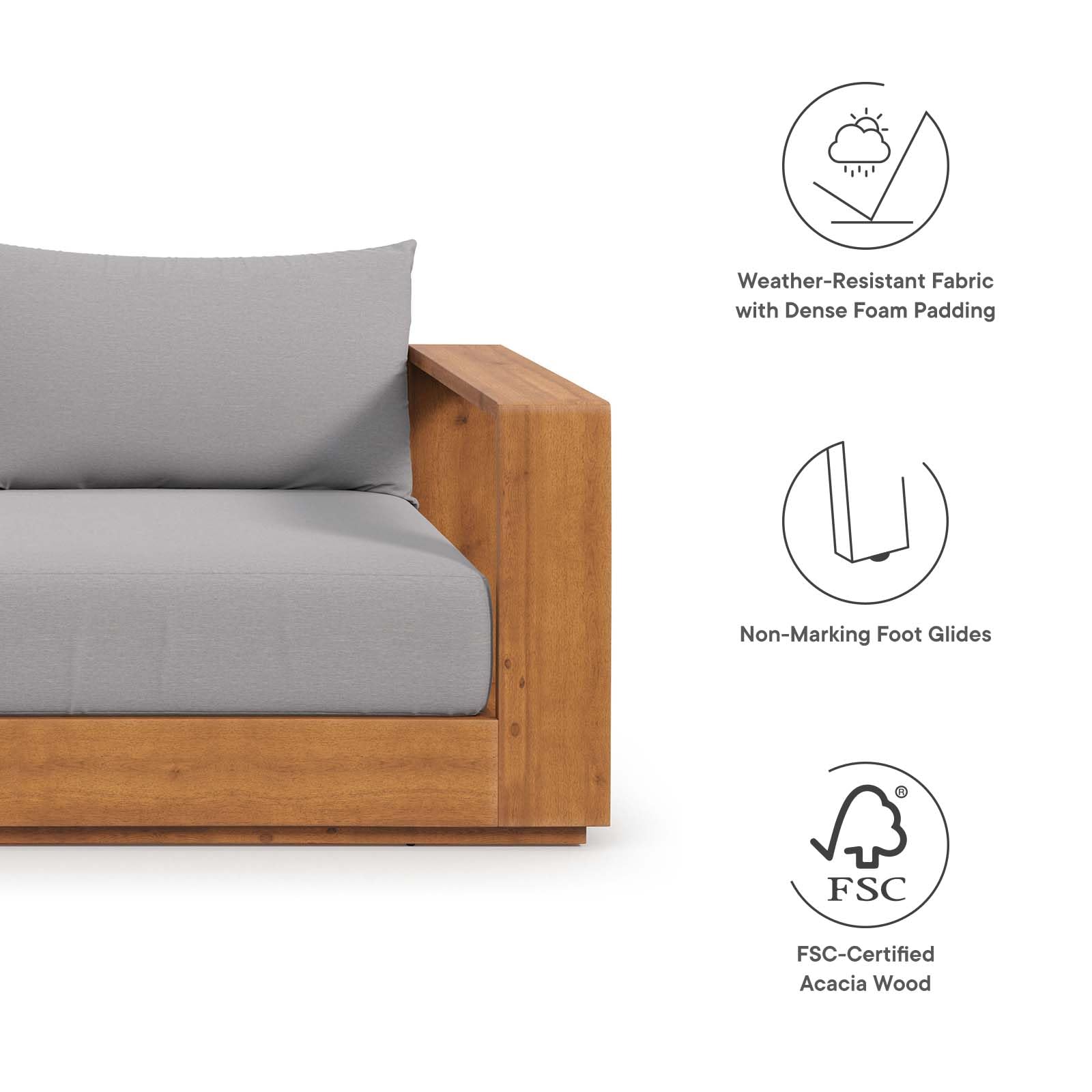 Tahoe Acacia Wood Outdoor Patio Loveseat