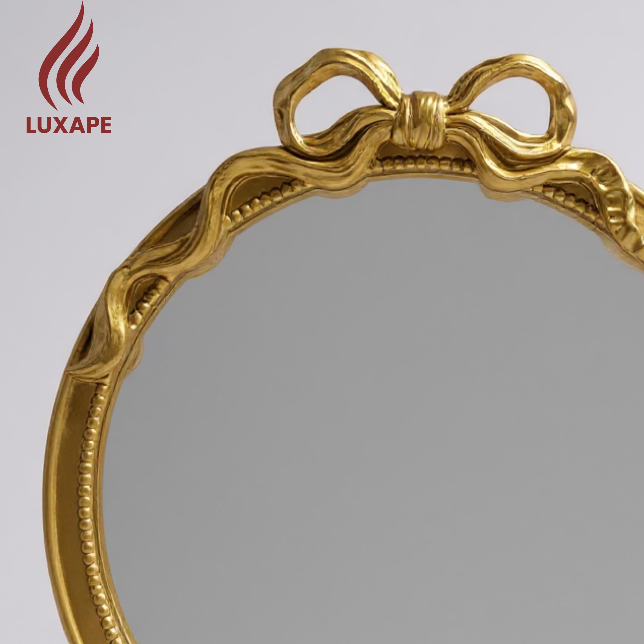 24-Inch Gold Bow Resin Mirror for Nursery