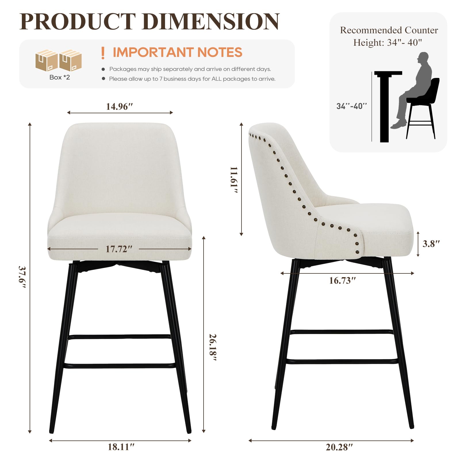 Counter Height Swivel Bar Stools Set of 4