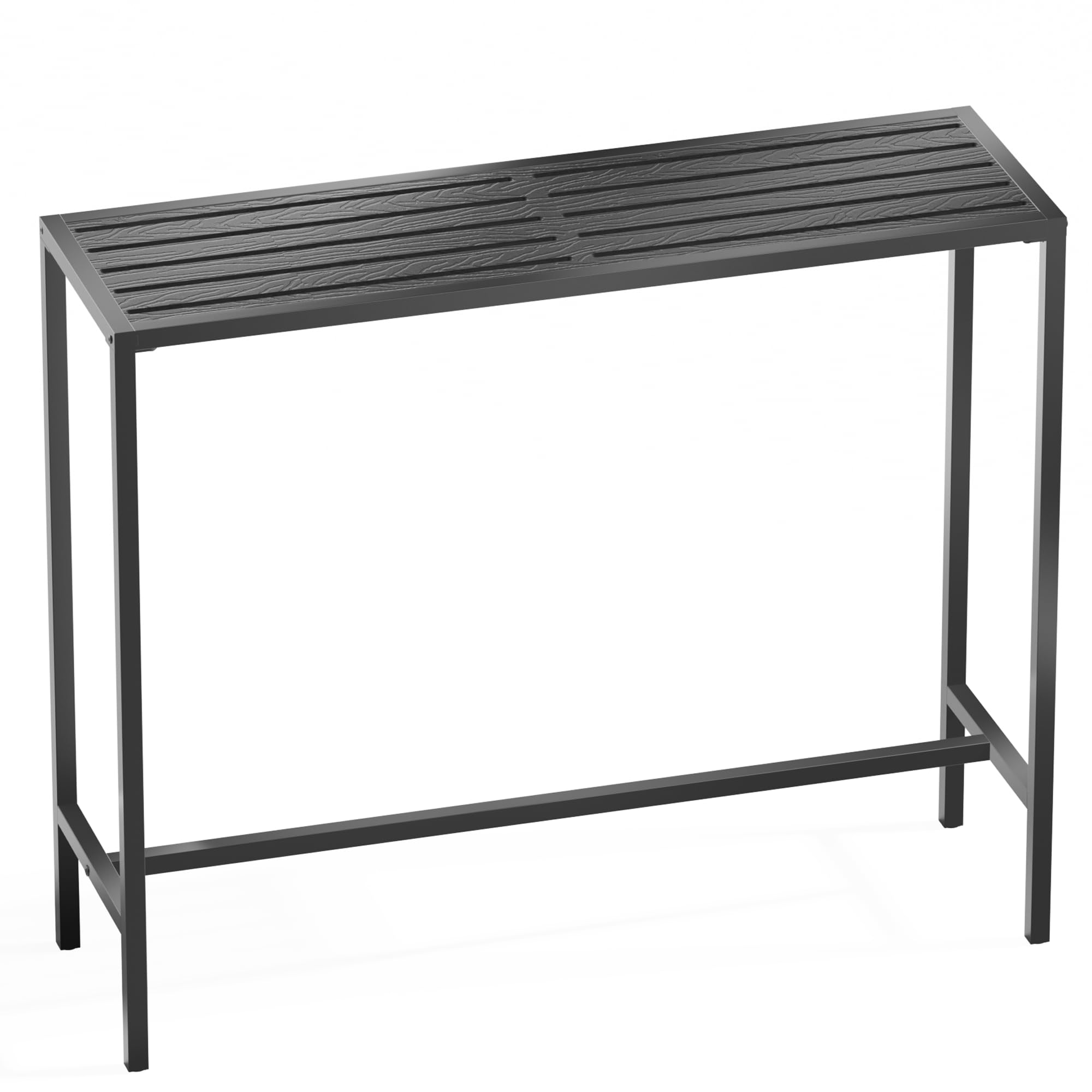 Outdoor Bar Height Table Black Metal Weatherproof