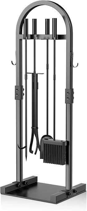 8-Piece Fireplace Tool Set with Ash Bucket and Stand