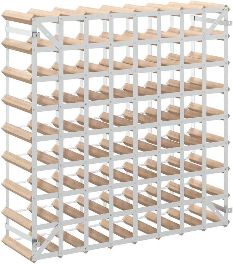 72 Bottle Wine Rack Solid Pinewood Galvanized Steel