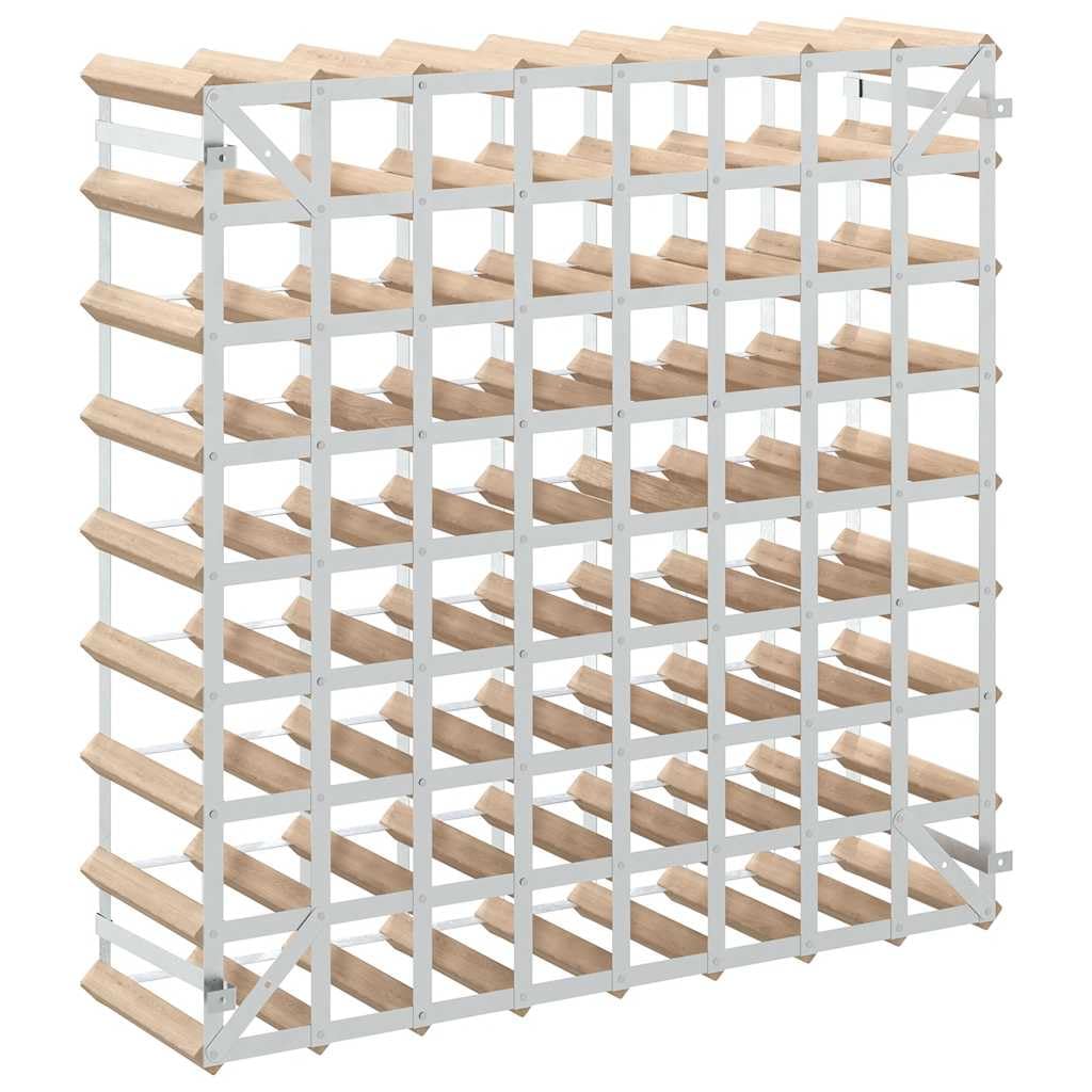 72 Bottle Wine Rack Solid Pinewood Galvanized Steel