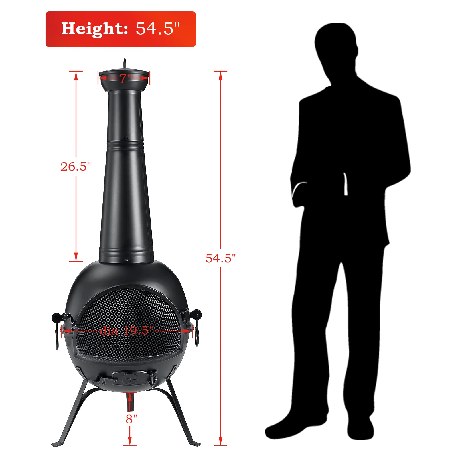 Prairie Fire Outdoor Chiminea with Cover