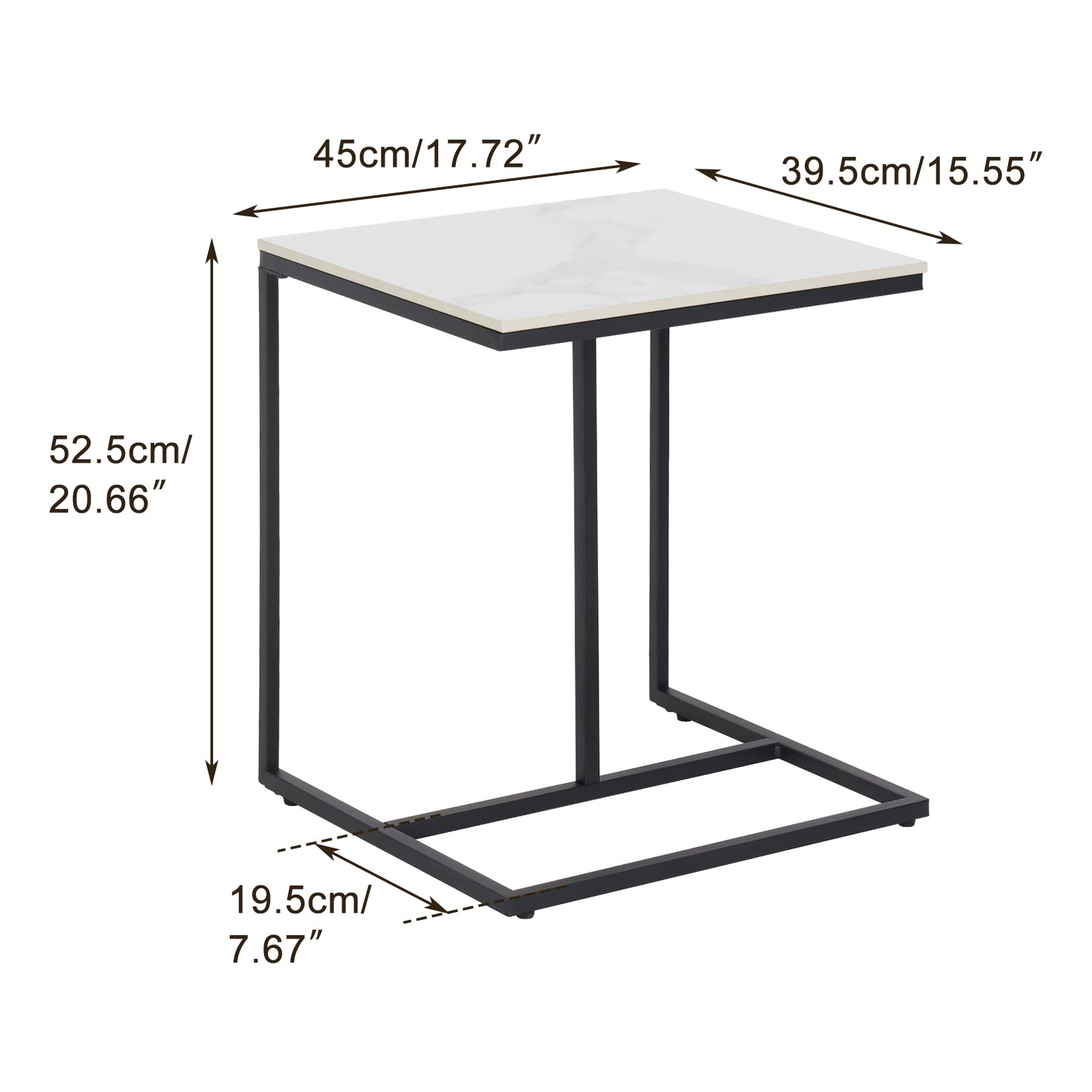 C-Shaped Sintered Stone End Table