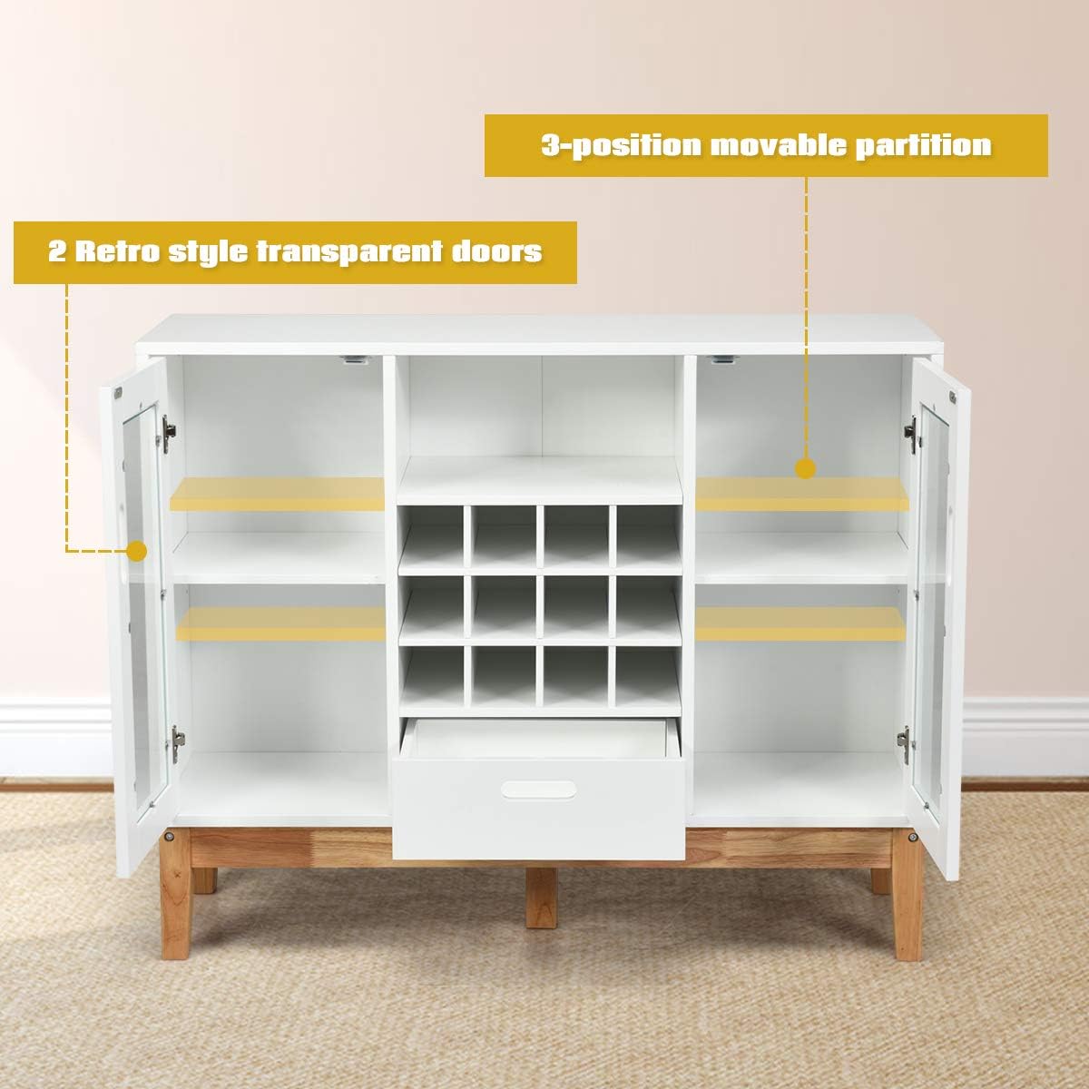 Buffet Sideboard with Wine Rack and Storage