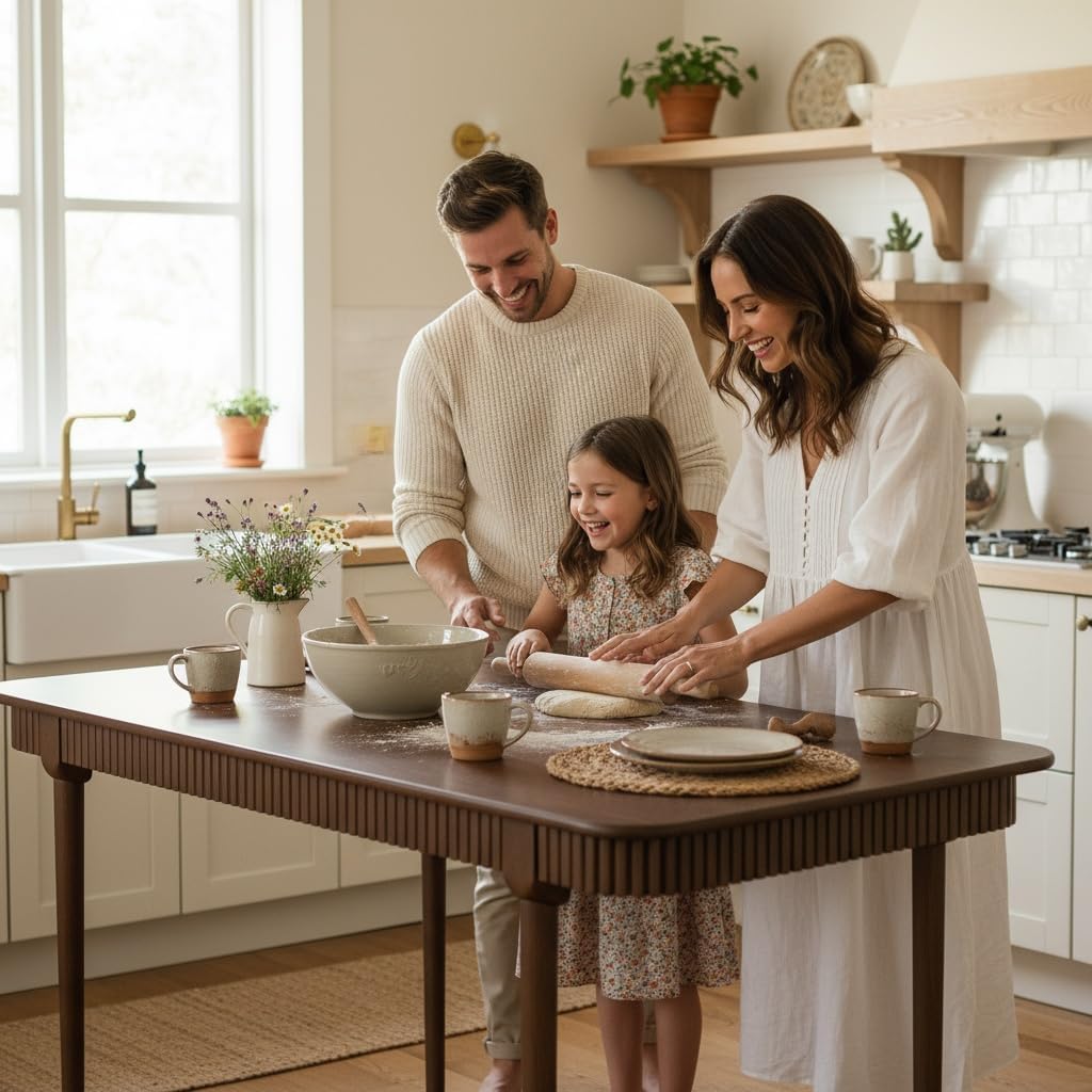 63 Inch Solid Wood Dining Table for 4-6