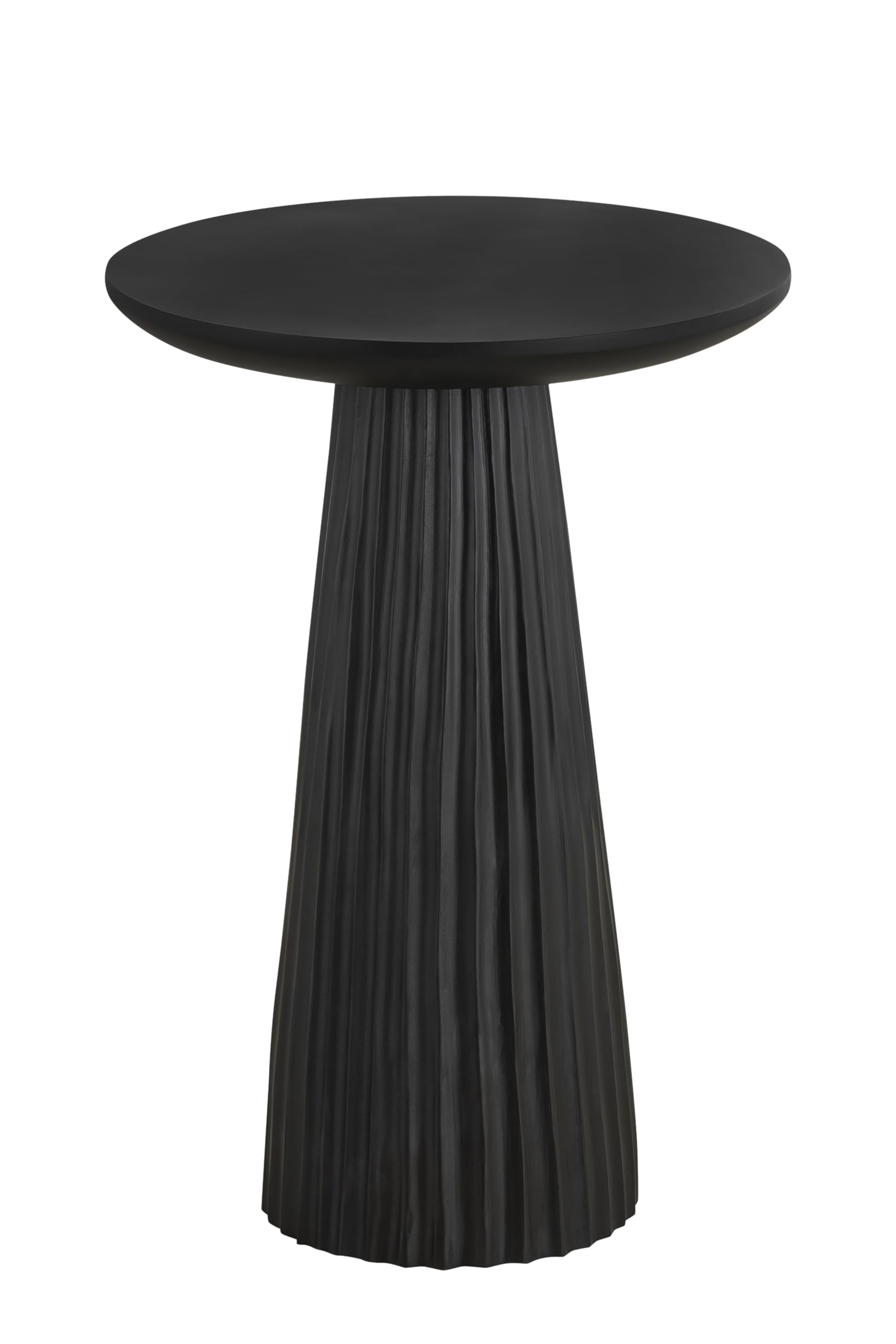 Black Ribbed Mango Wood Round Side Table