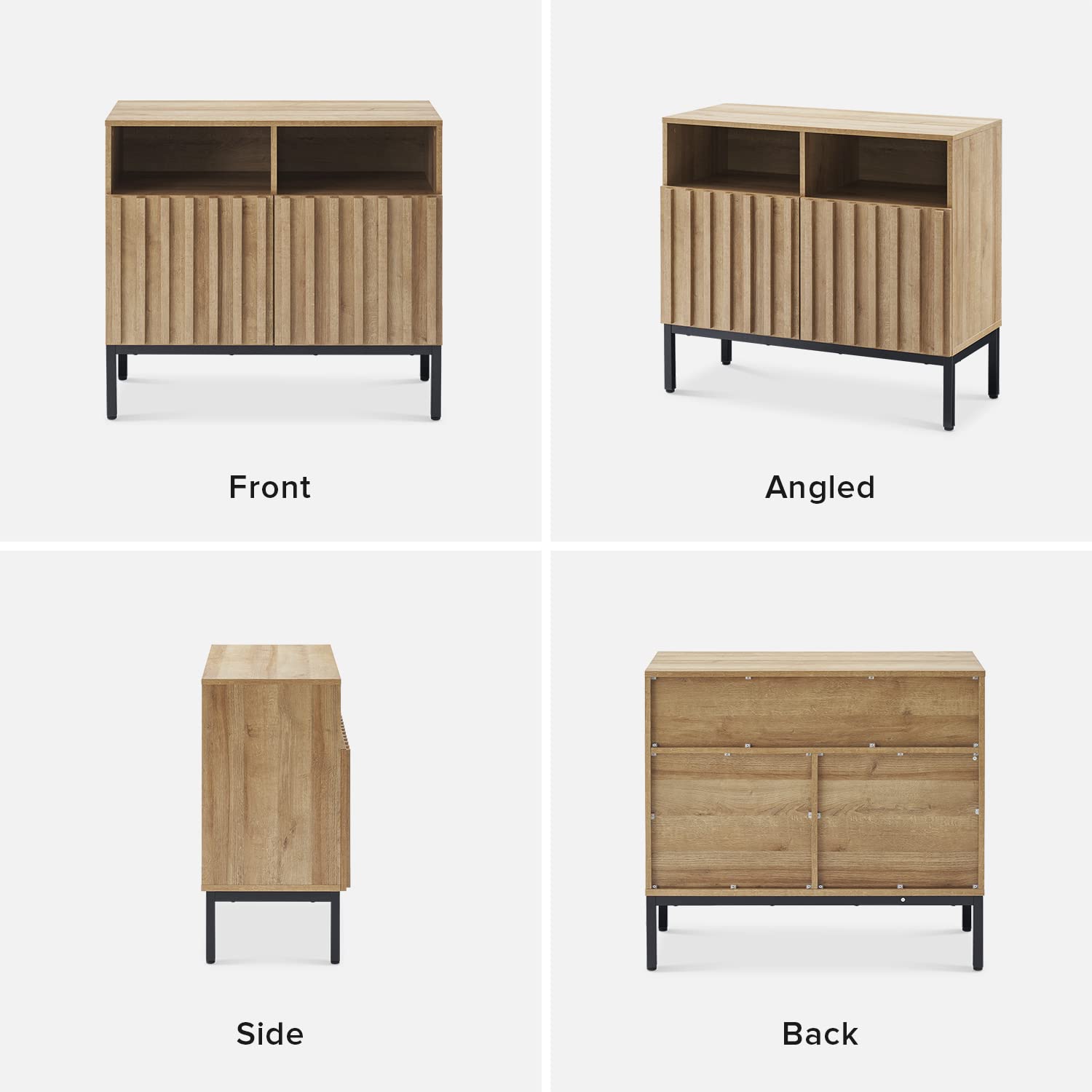 Storage Cabinet with Fluted Doors and Adjustable Shelves