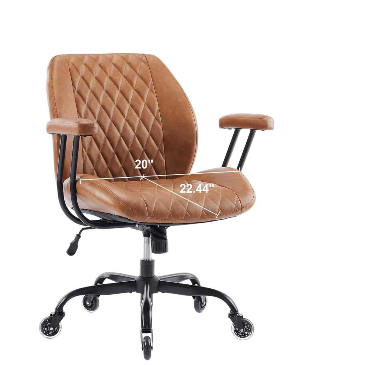 Ergonomic Office Chair Lumbar Support Brown Leather