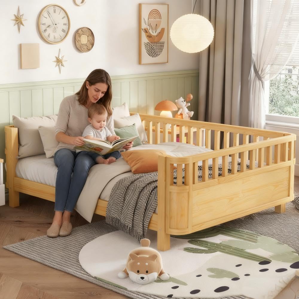 Full Size Montessori Bed Frame with Rails