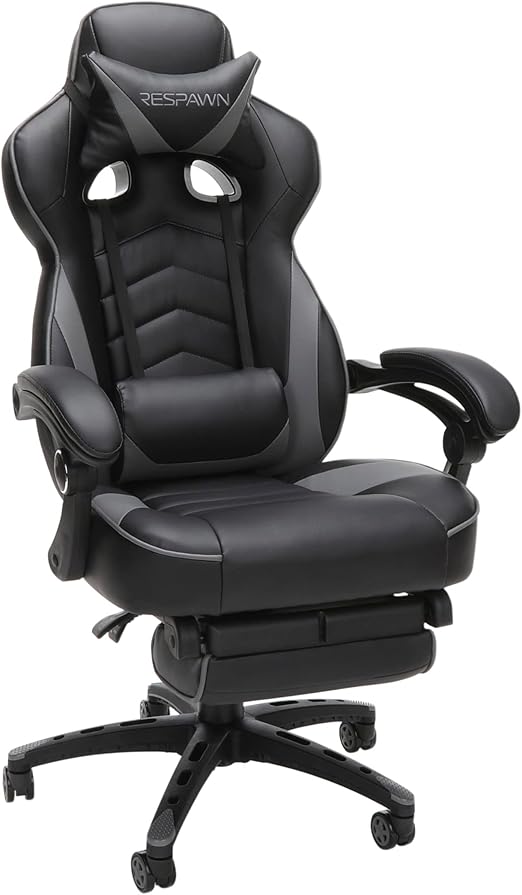 Ergonomic Gaming Chair with Footrest - Purple