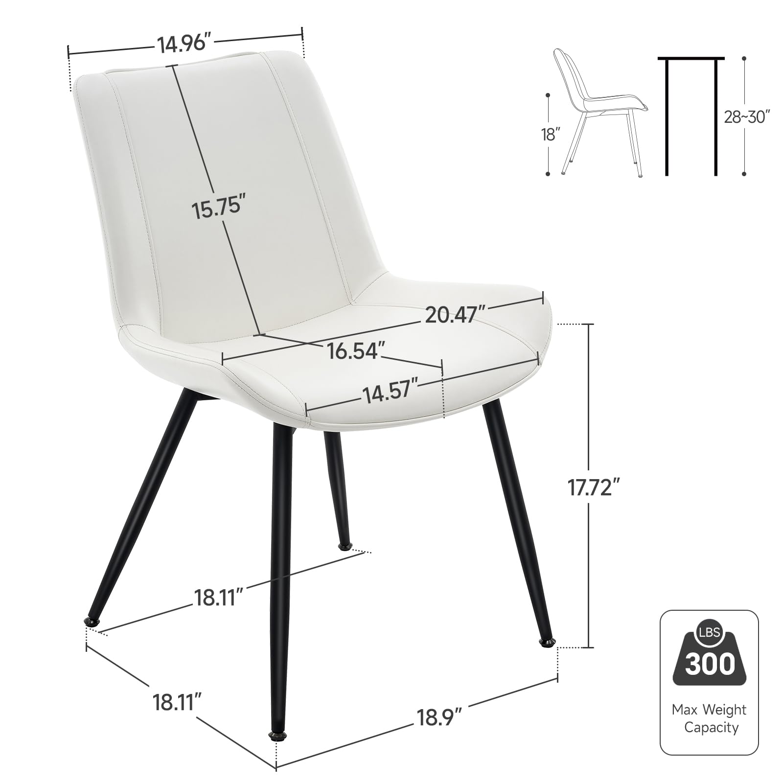 Dining Chairs Set of 2 PU Leather Upholstered with Metal Legs