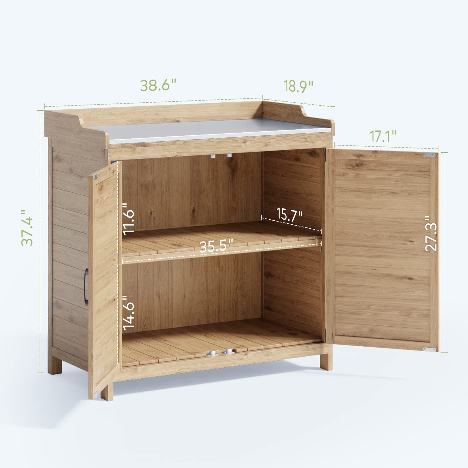 Outdoor Potting Bench with Metal Tabletop